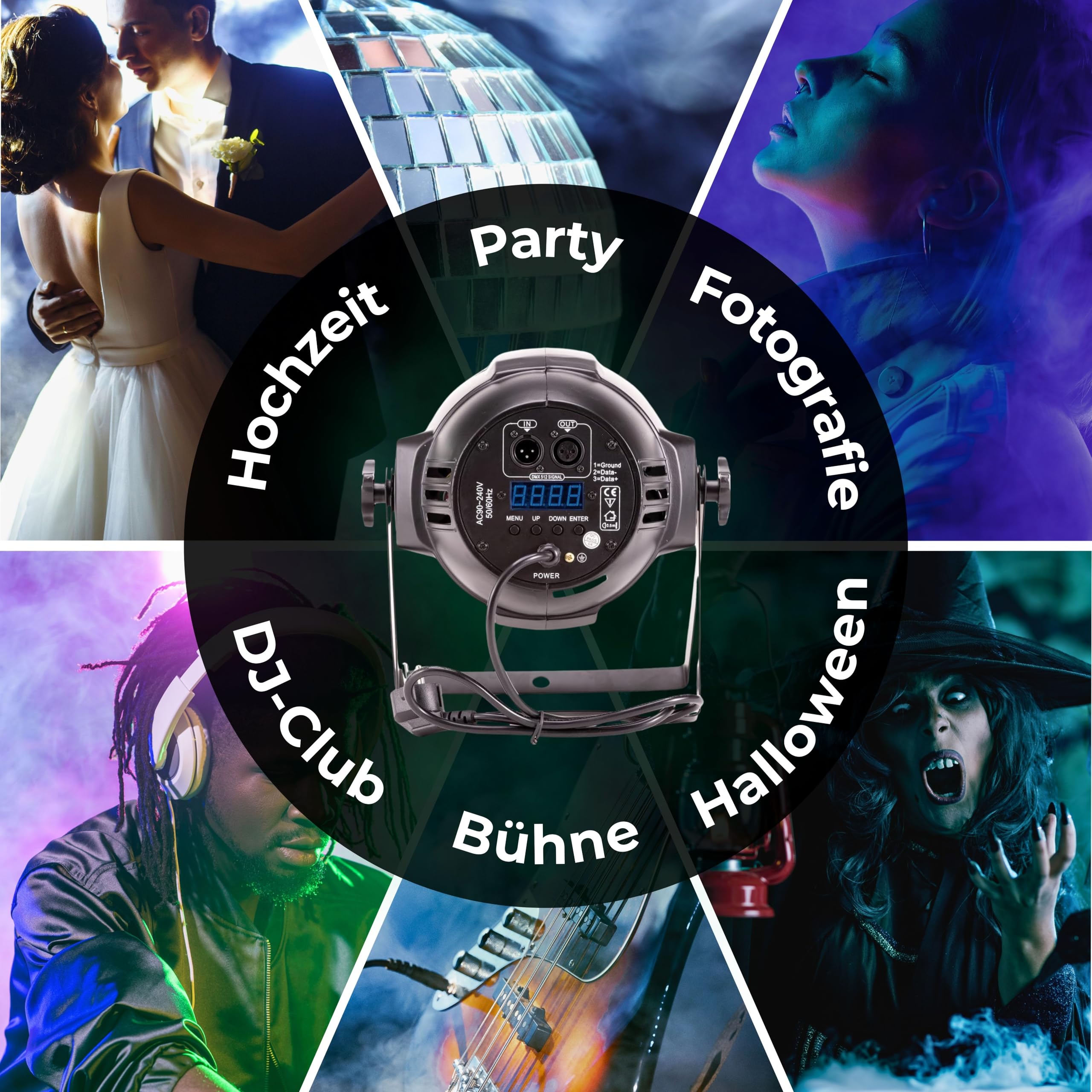 ETEC Professional LED PAR 64 18x12W RGBWA DMX 5in1 Scheinwerfer - RGB Strahler für Disco, Party, DJ Lichteffekte, Bühnenbeleuchtung und Effektlicht