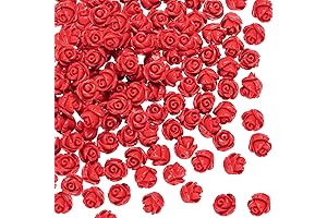 OIIKI 160PCS Cinnabar Carved Rose Beads