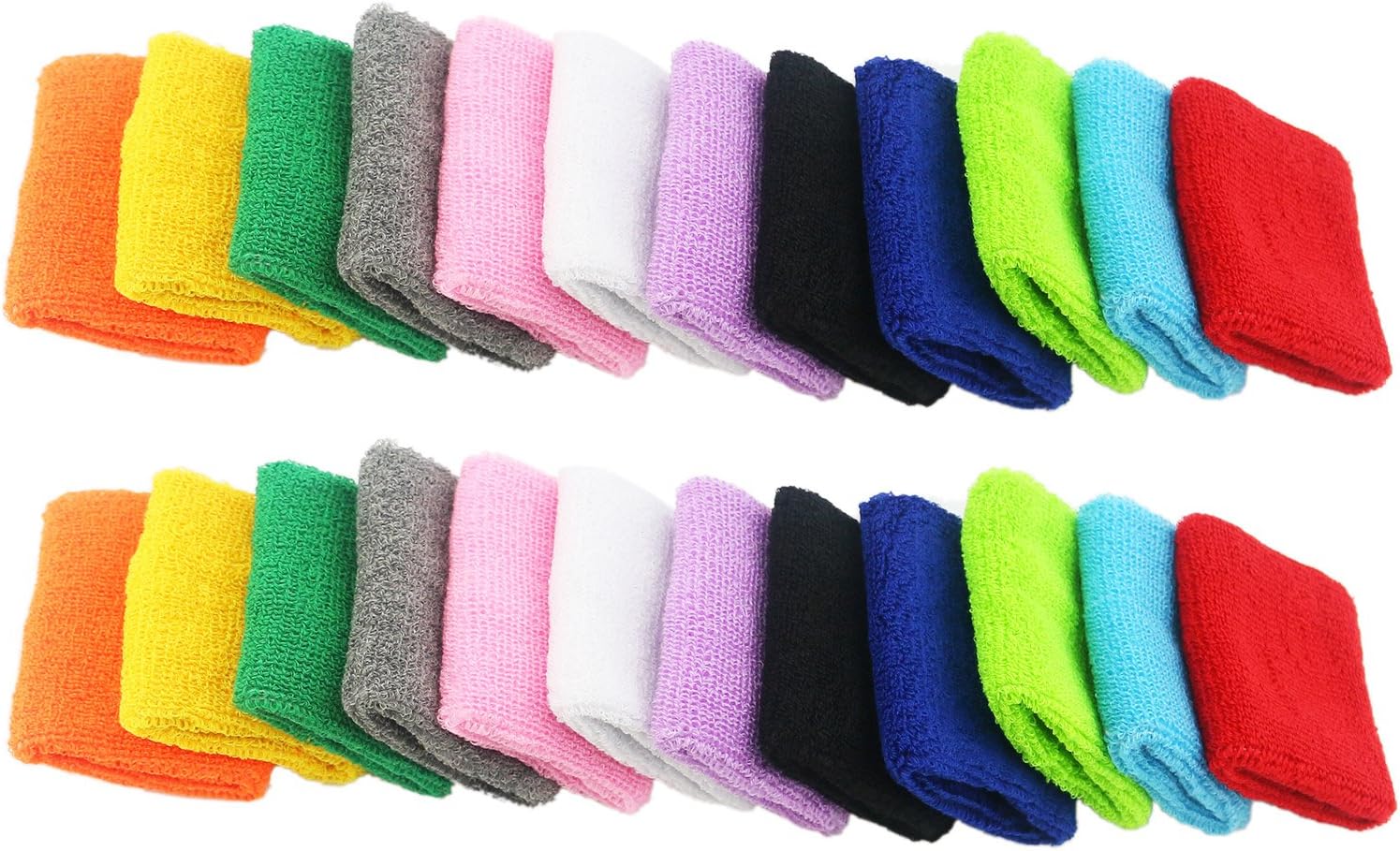 Ogrmar 12 Pairs Cotton Sweat Sports Sweatband Basketball Wristband (12 Pairs) - Image 2
