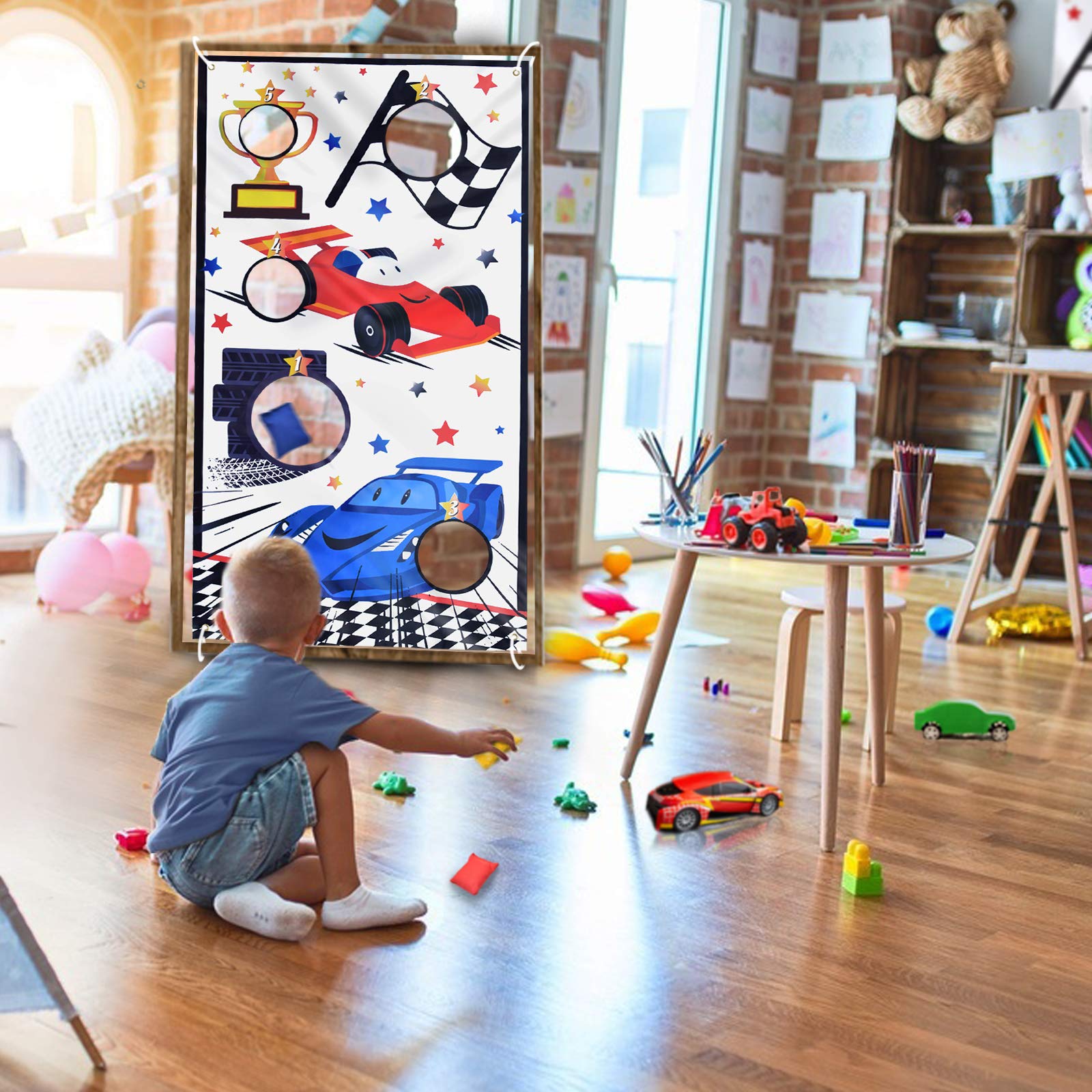 Buy Racing Car Toss Game Banner with 3 Bean Bags Race Car Theme Party Games Supplies for Kids