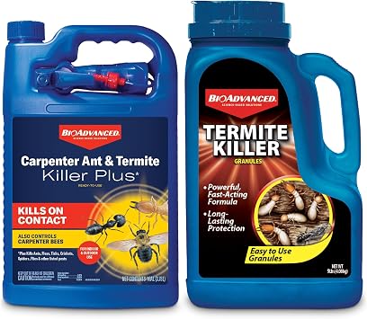 BioAdvanced Termite Killer Bundle - Granules 9 lb + Carpenter Ant & Termite Killer Plus Spray 1 Gal | Fast-Acting, Ready-to-Use - Outdoor & Indoor Insect Control - Up to 30 Days Protection