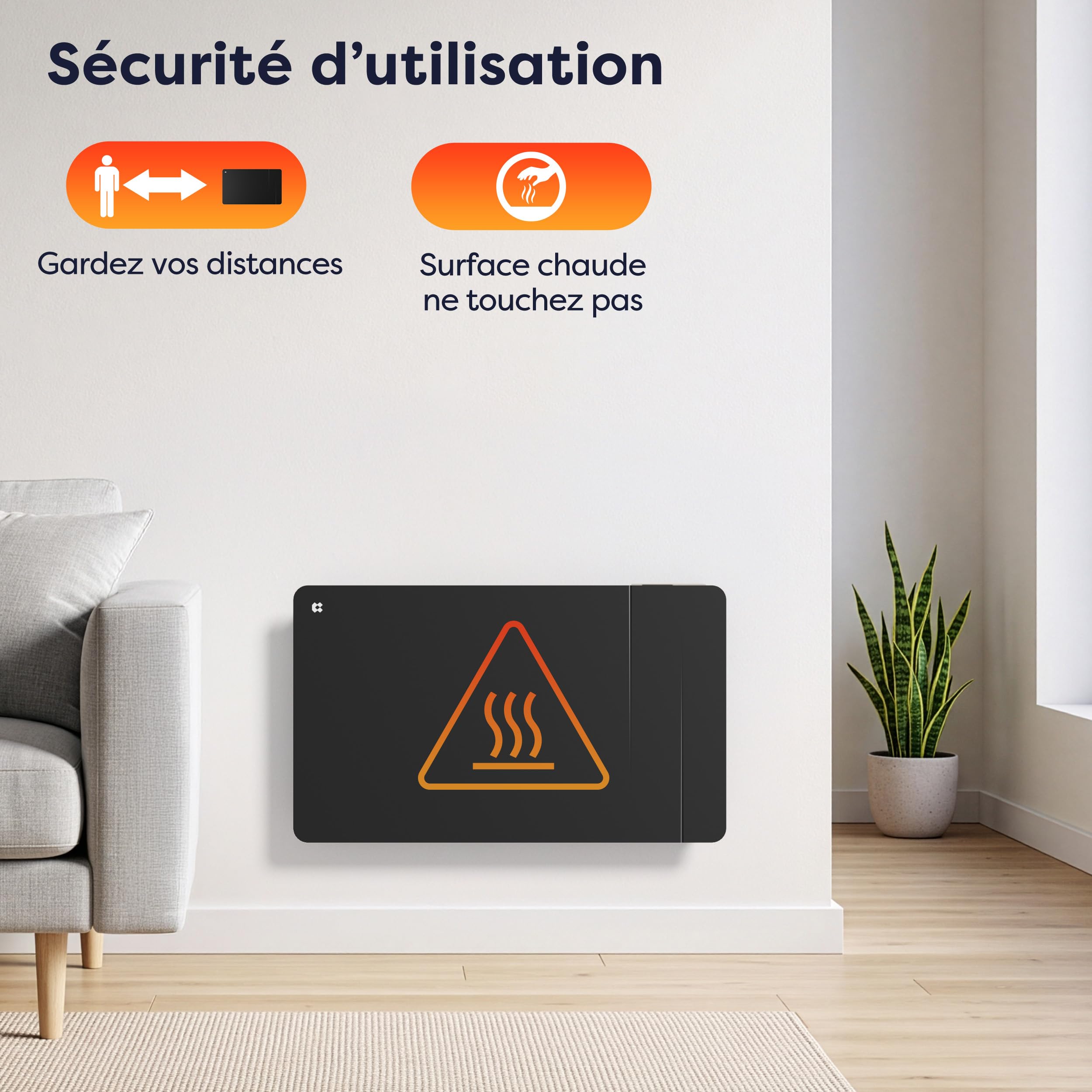 CIARRA CBHTD15A-B Radiateur à Inertie Céramique 1500W WiFi Noir