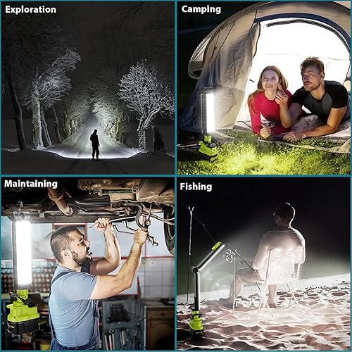 Miniatura 6 de Taingwei Luz de trabajo LED de 2400LM con clip para batería Ryobi de 18 V, luz de inundación de 30 W para reparación de automóviles, camping,