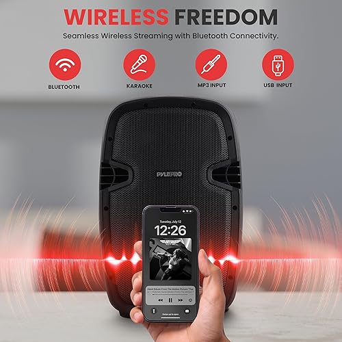 Miniatura 5 de Pyle - Sistema de bocinas PA portátil e inalámbrico – alta potencia de 1000W, compatible con Bluetooth, par activo + pasivo, altavoces de sonido
