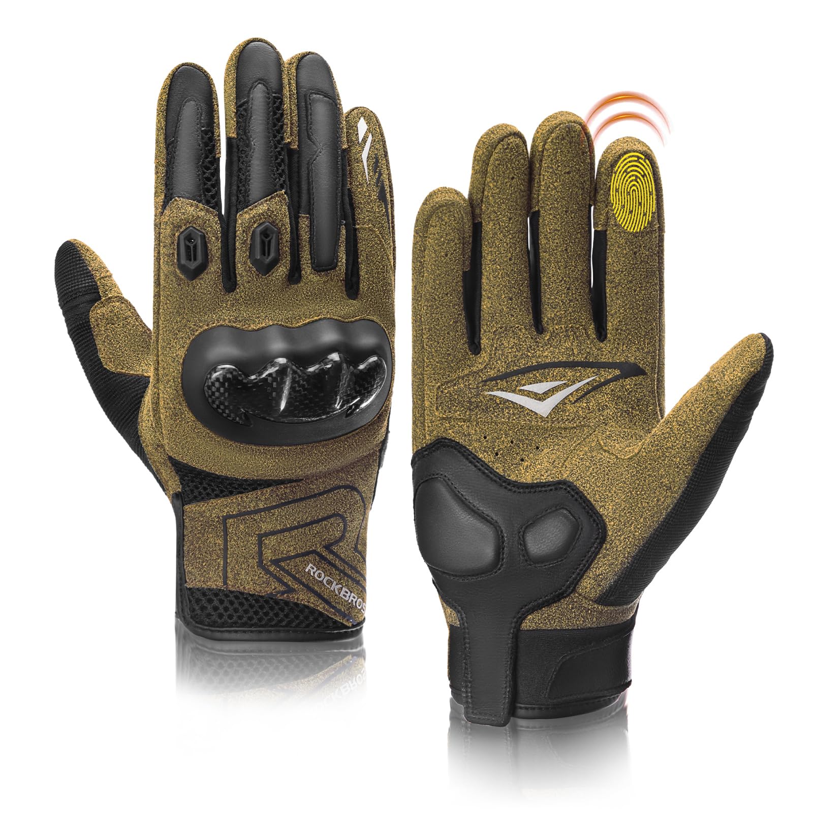 ROCKBROS Gants de Vélo Résistants aux Chocs Écran Tactile Réfléchissants pour Hommes et Femmes, Gants de Sport Tactiques pour Course, Randonnée, Escalade