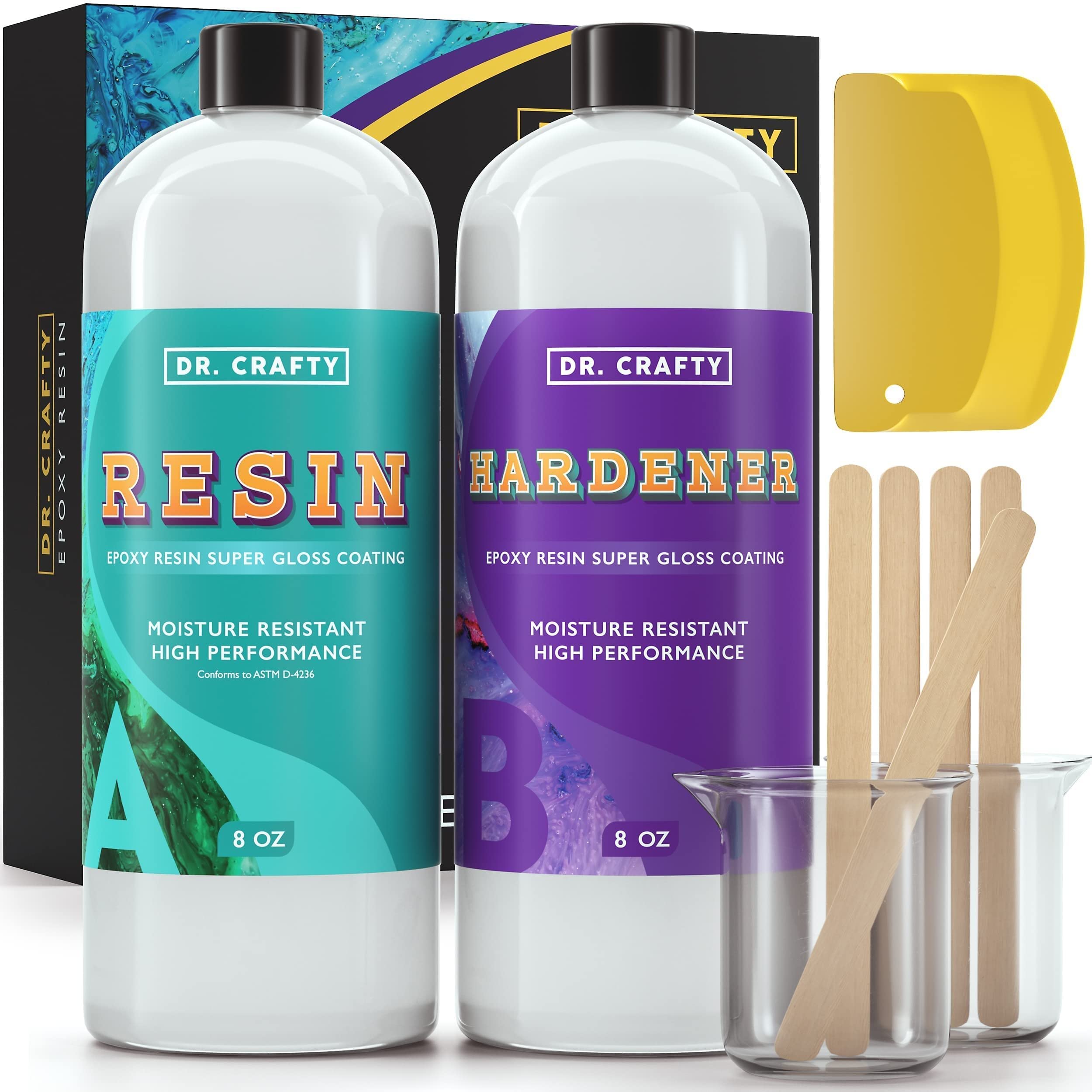 DR. CRAFTY Clear Epoxy Resin 16oz Kit for Jewelry Making Crystal