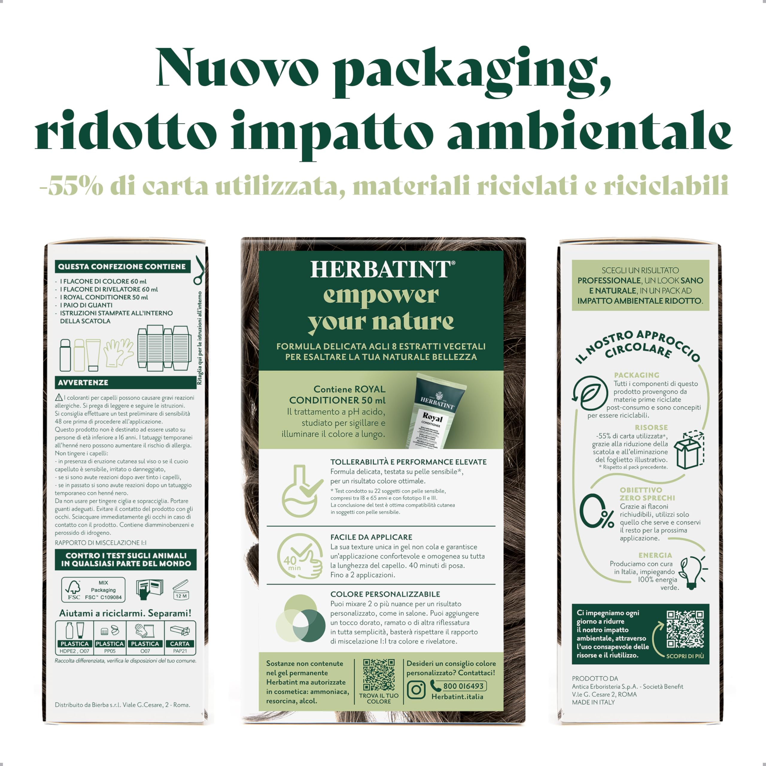 Herbatint Trwały żel do farbowania włosów 5N jasnobrązowy - 170 ml | bez amoniaku, 100% białe włosy | dla wrażliwej skóry, z 8 naturalnymi ekstraktami organicznymi