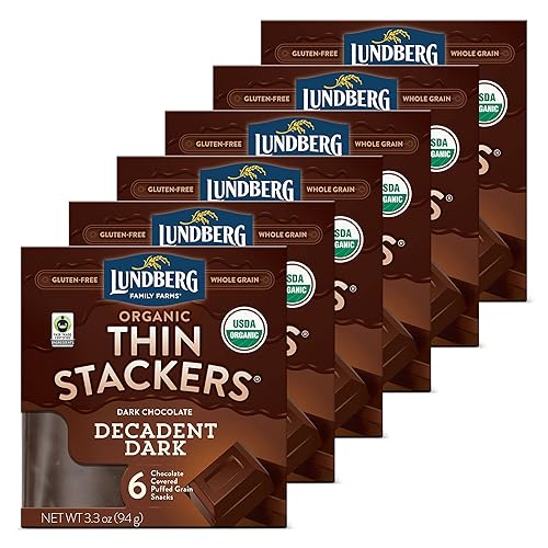 Lundberg Organic Chocolate Thin Stackers Decadent Chocolate oscuro 33oz sin gluten Kosher certificado por USDA certificado orgánico no verificado