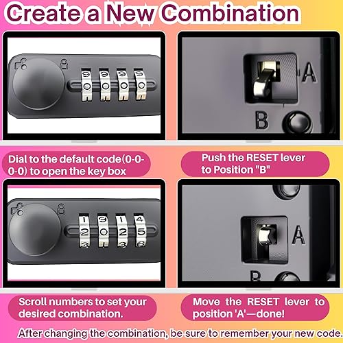 Miniatura 5 de Caja de seguridad portátil con cerradura de combinación, mini caja de seguridad impermeable con cable, estuche de almacenamiento de viaje para