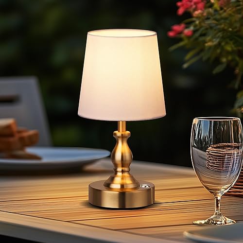 Miniatura 9 de PARTPHONER Mini lámpara de mesa LED inalámbrica, lámpara recargable de 5200 mAh operada por batería, brillo de 3 niveles, lámpara de escritorio