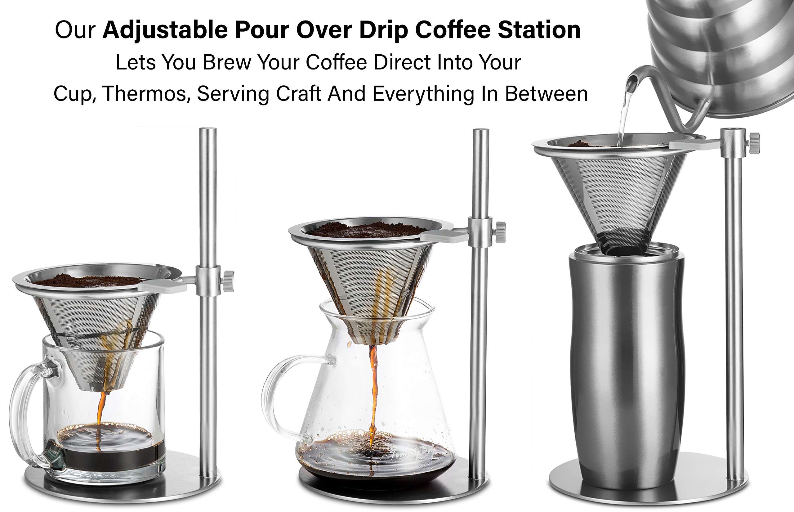 Gourmia GVD9320 Pour Over Stand Coffee Station Freestanding Drip