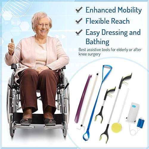 Miniatura 7 de Kit de 7 piezas de cadera de lujo  Kit de reemplazo de caderarodilla de lujo  Levantador de piernas, ayuda para calcetines, 2 agarradores