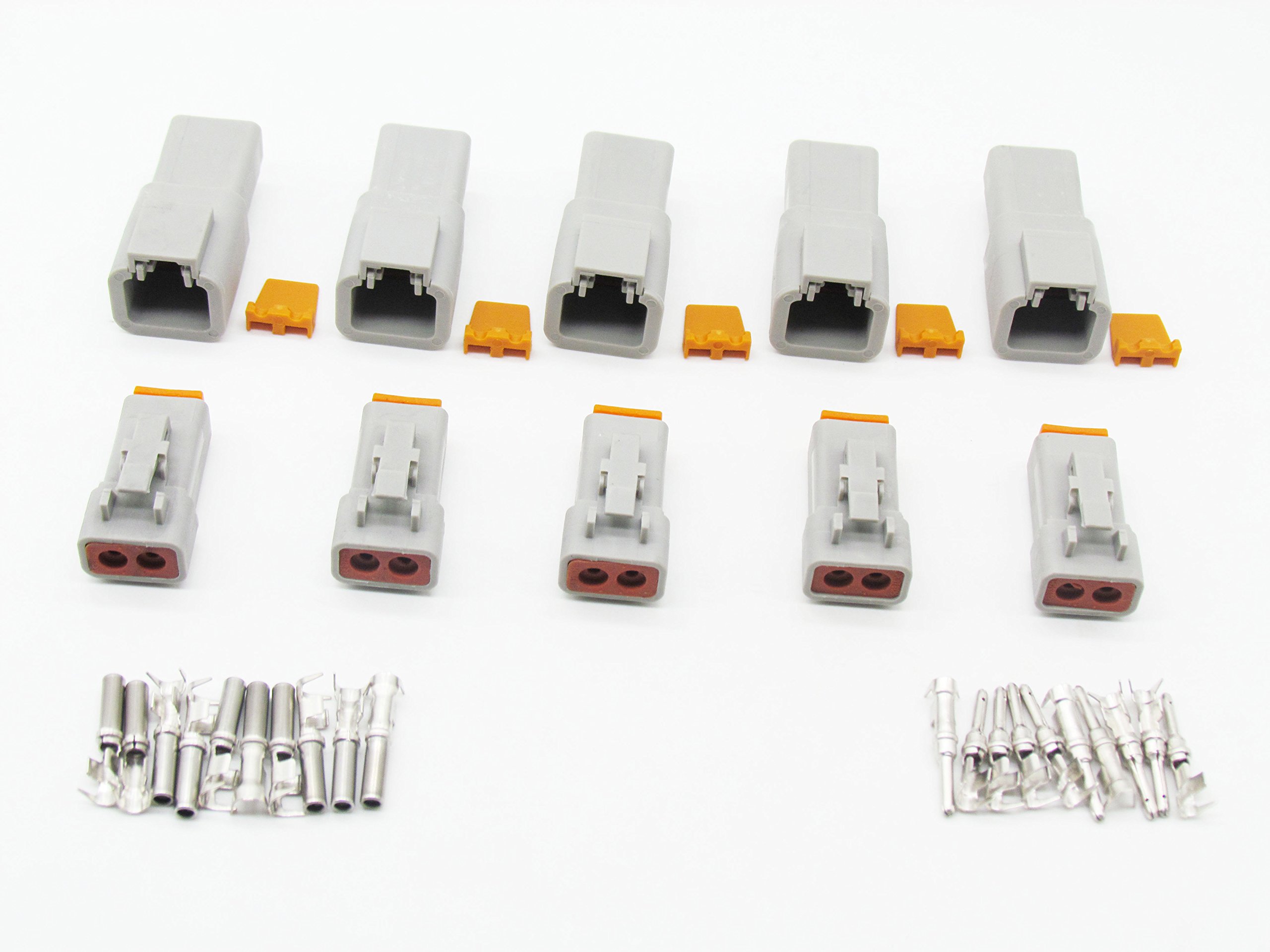 5 Sets Deutsch DTP grau 2 Pin Männlich Weiblich Wasserdicht Elektro-Auto Stecker dtp06–2S/dtp04–2P