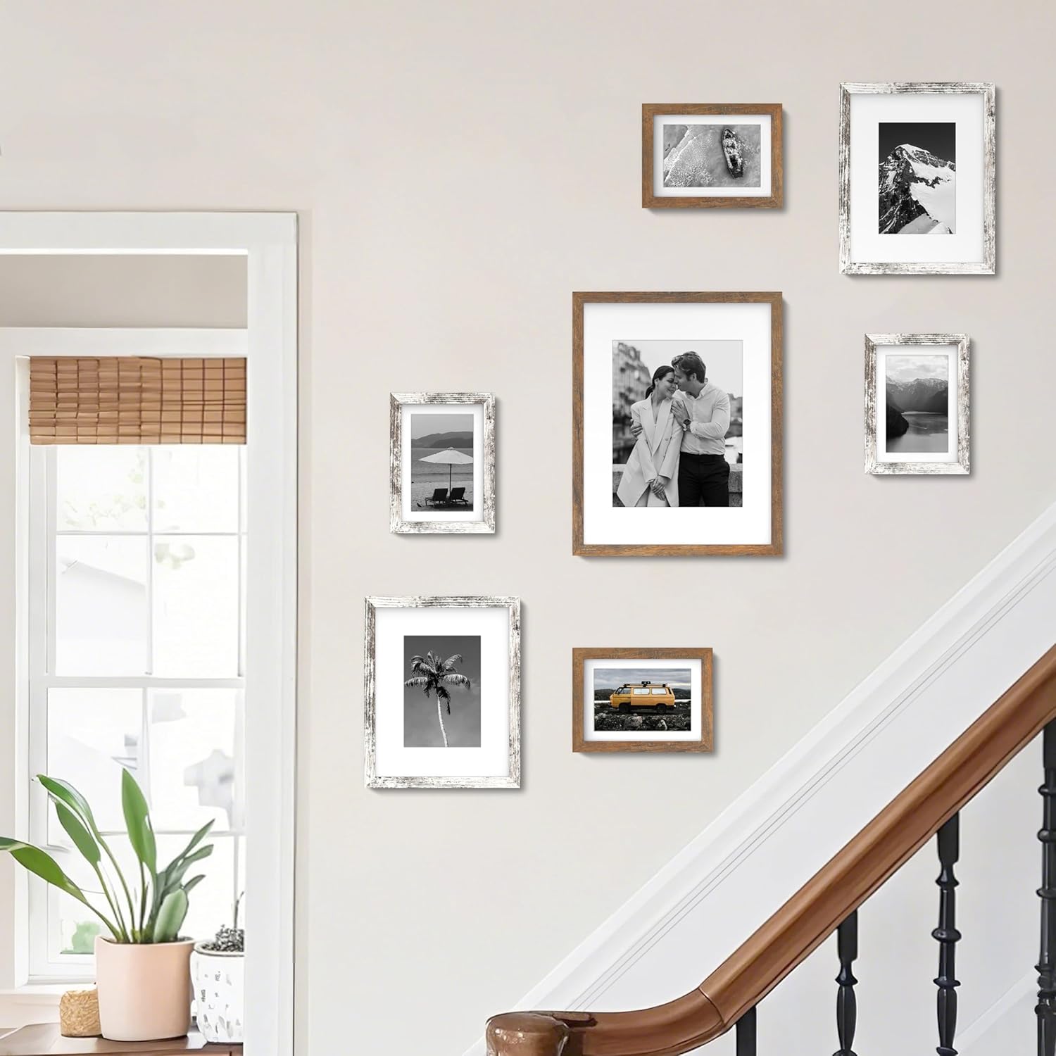 An&He 8x10 Picture Frames, Rustic Vintage Photo Frame with HD Plastic Cover, for Wall Hanging or Tabletop Display, Excellent Decorative Artwork (Oak)