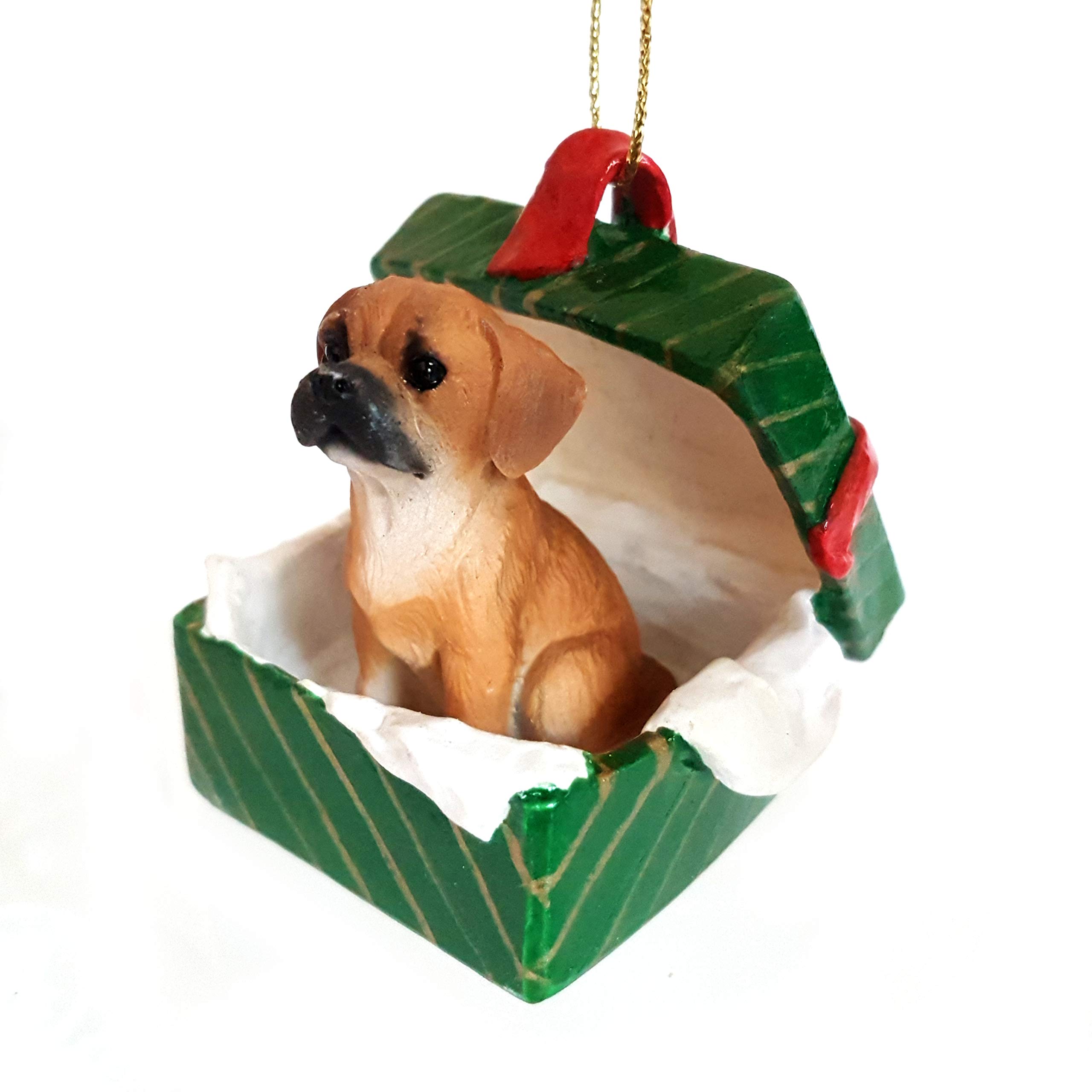 Figurine Puggle de Noël marron ornement de collection aux finitions soignées