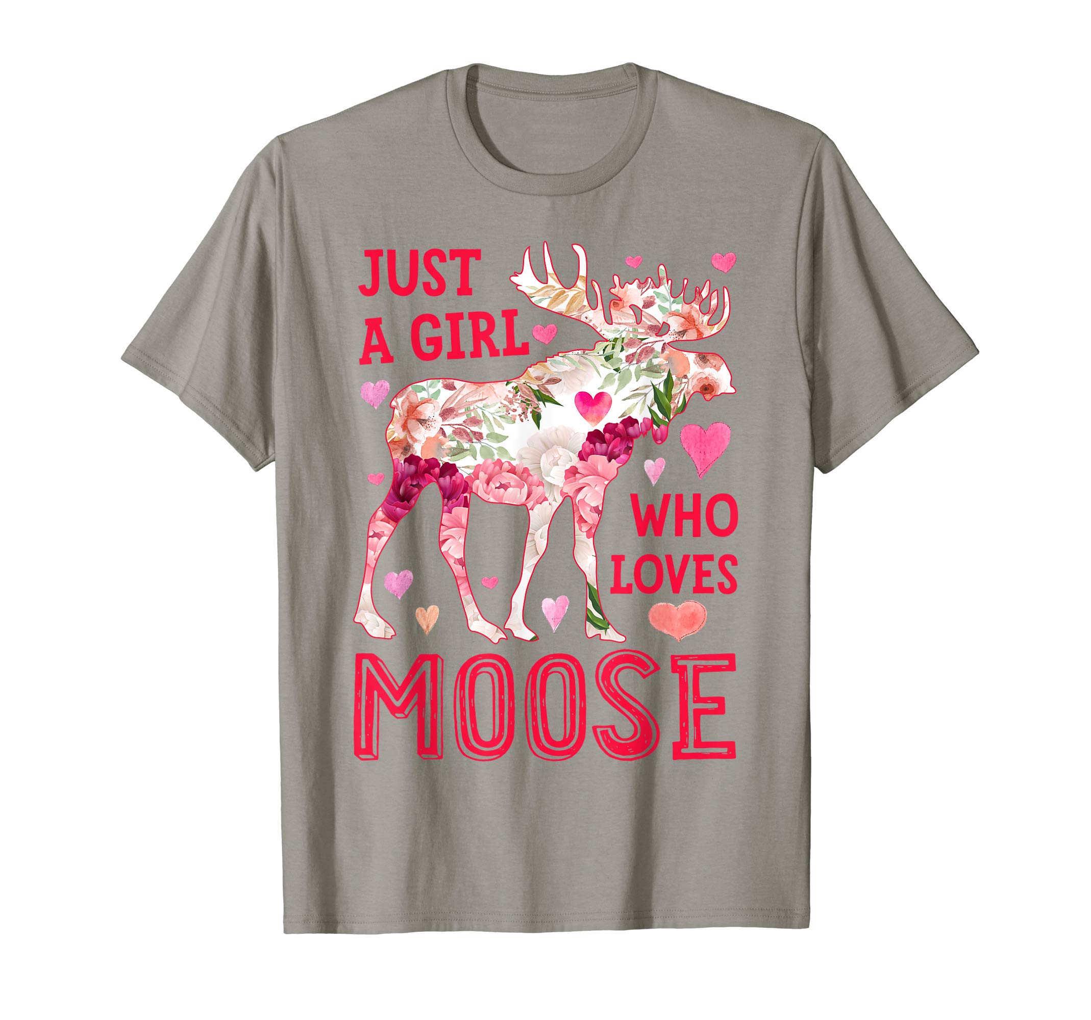 Amoosing Moose ApparelMoose Just A Girl Who Loves Elk Deer Funny Flower Floral T-ShirtOEKO-TEX STANDARD 100