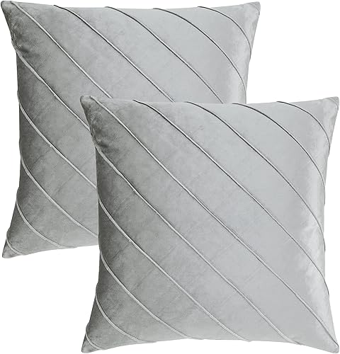 Vista 79 de GIGIZAZA Juego de 2 fundas decorativas de terciopelo de 18 x 18 pulgadas, fundas de almohada cuadradas de color verde azulado para sofá, fundas