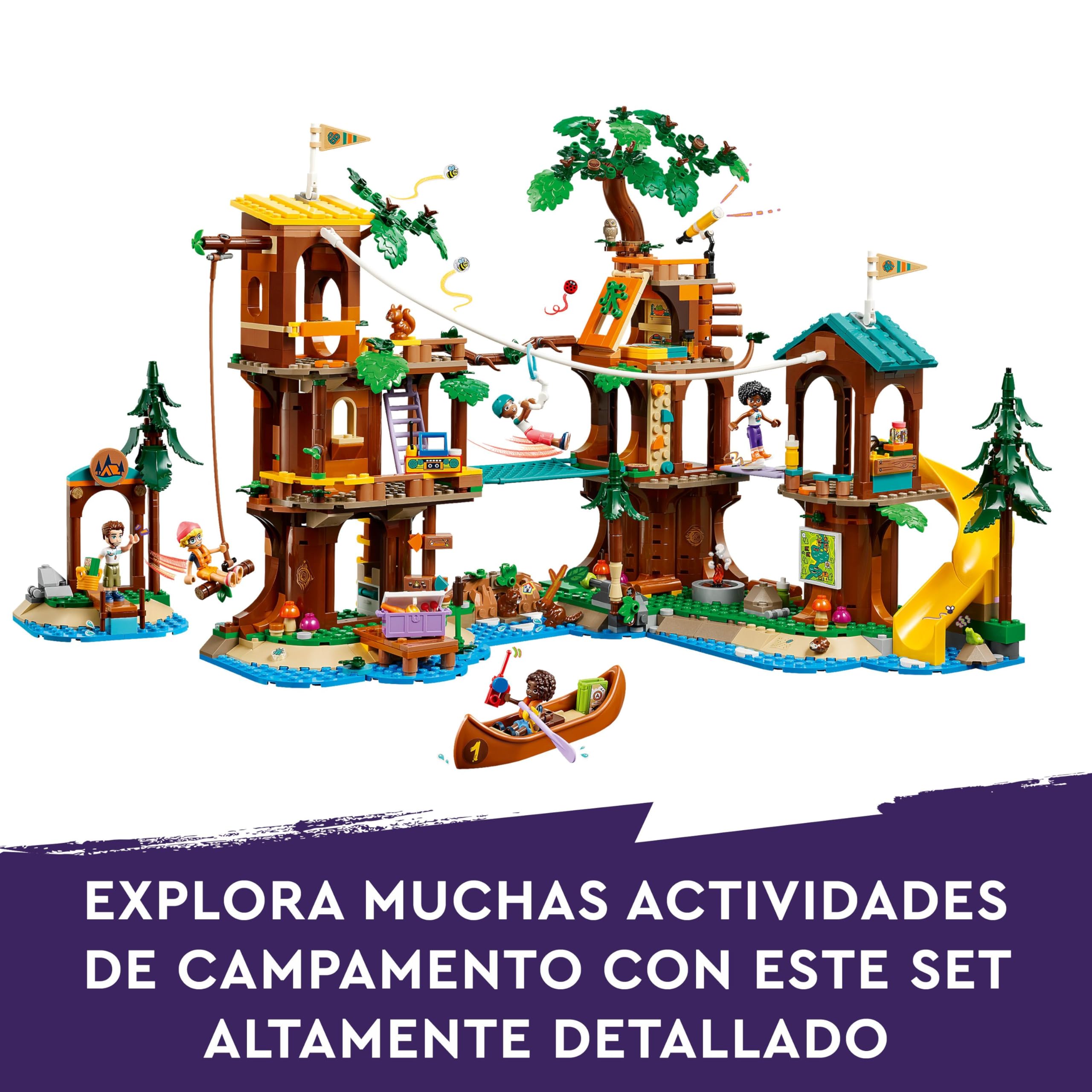 LEGO Friends Campamento de Aventura: Casa del Árbol con 5 Animales de Juguete, Regalo para Niñas y Niños de 8 Años o Más, 5 Mini Muñecas y Muñecos y Figura de Búho, Casita de Muñecas 42631