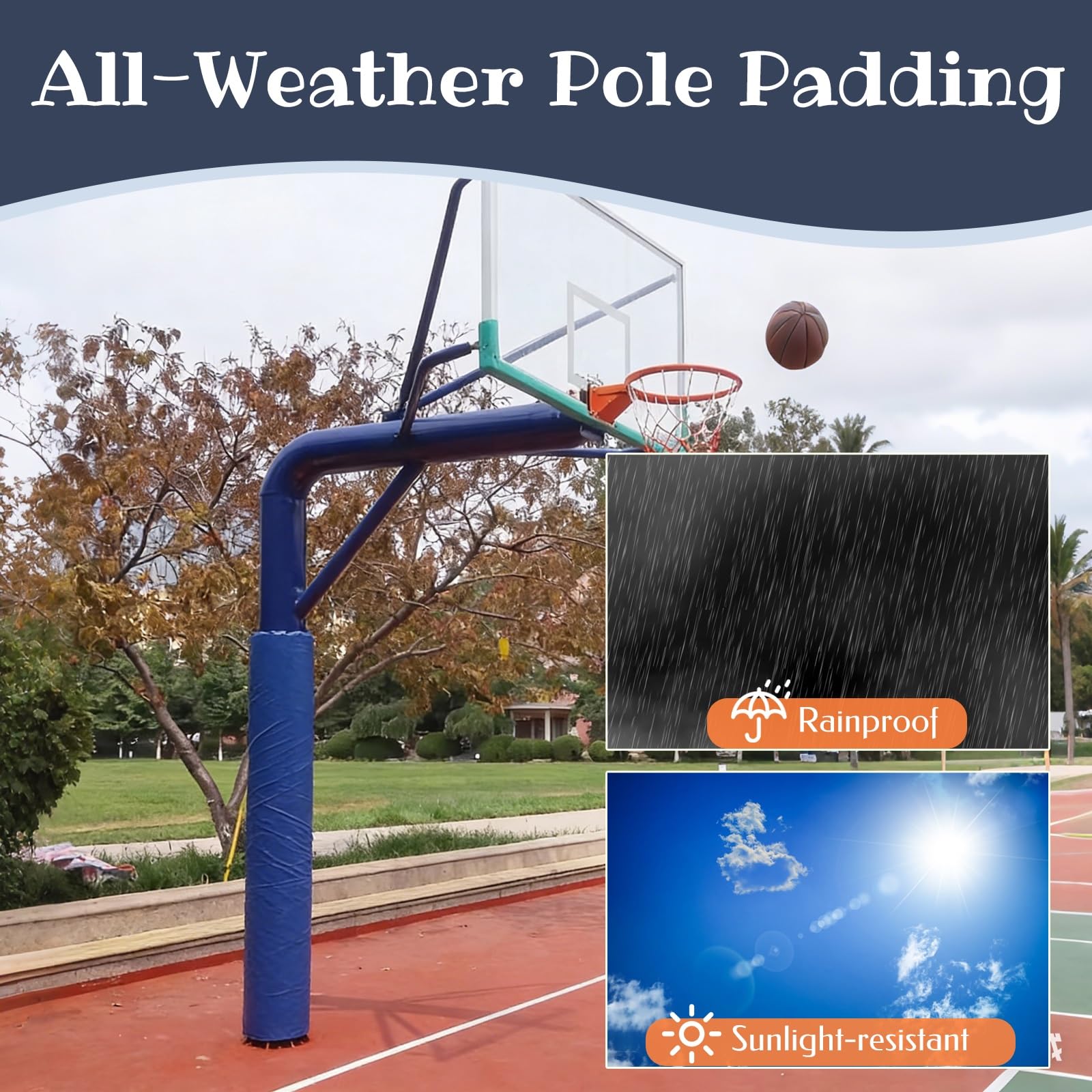 Runde Basketball-Stangenpolster, Schaumstoff-Polsterung Pfostenschutz für Court, Fitnessstudio, Keller, Outdoor, wetterbeständig