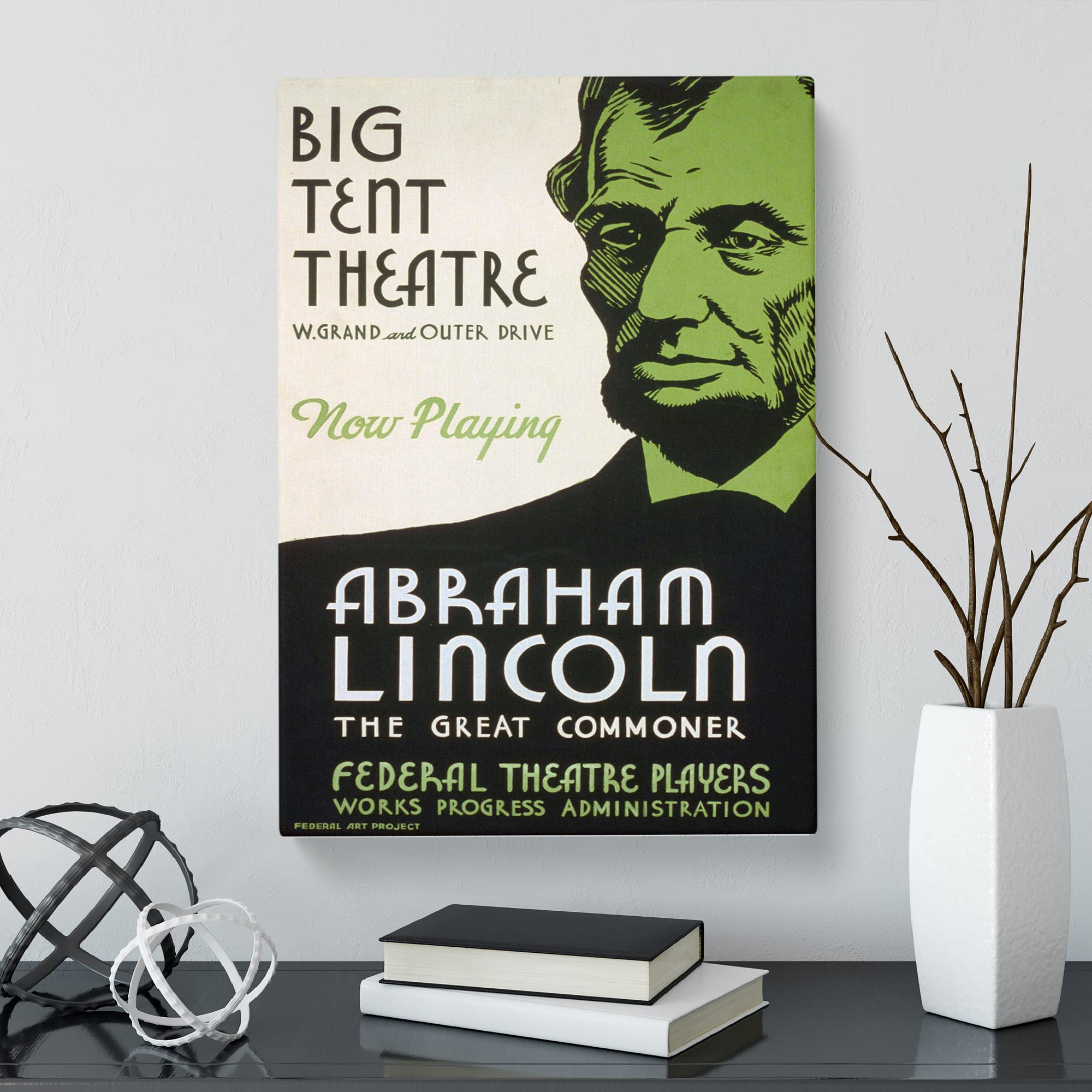 Wpa Abraham Lincoln Theatre Poster Canvas Print, Mixed, 25L x 50W cm - Image 3