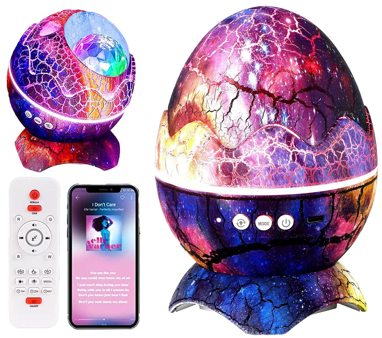 BESTY HOME Dinosaur Egg Star Projector, Galaxy Projector for Bedroom, Remote Control & White Noise Bluetooth Speaker, 14 Colors LED Night Lights for Kids Room, Party, Living Room Decor (Wild)