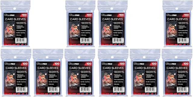 Ultra Pro Soft Card Sleeves 100 pack 2 5/8 x 3 5/8 inches Standard Size Trading Card Games Clear (1000 (10 packs))