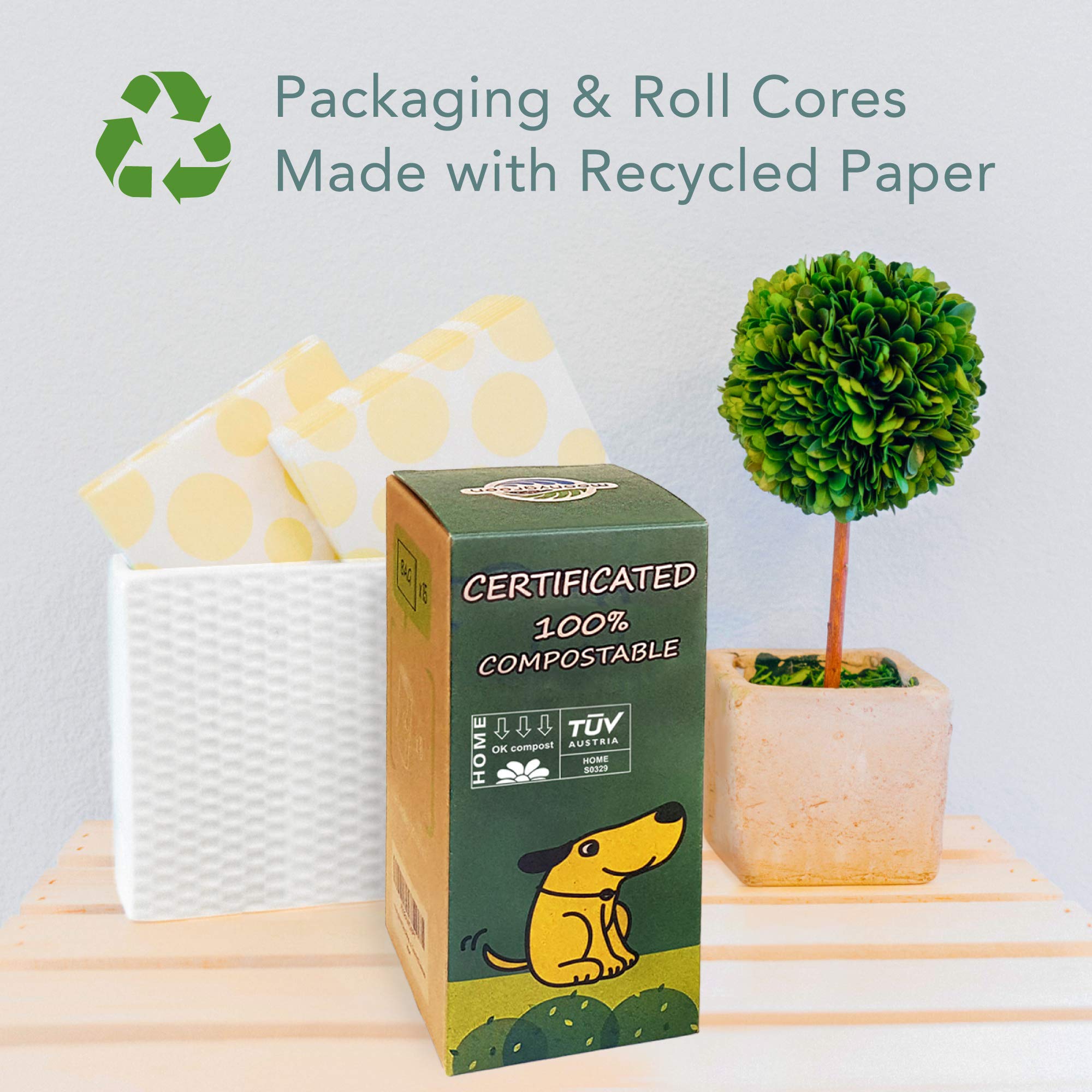 Rollos de bolsas compostables para excrementos de perro, bolsas de repuesto para excrementos de perros, bolsas ecológicas para residuos de mascotas, a base de verduras, sin perfume