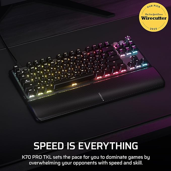 Teclado Gamer Corsair K70 PRO TKL Mecánico RGB Negro miniatura 2