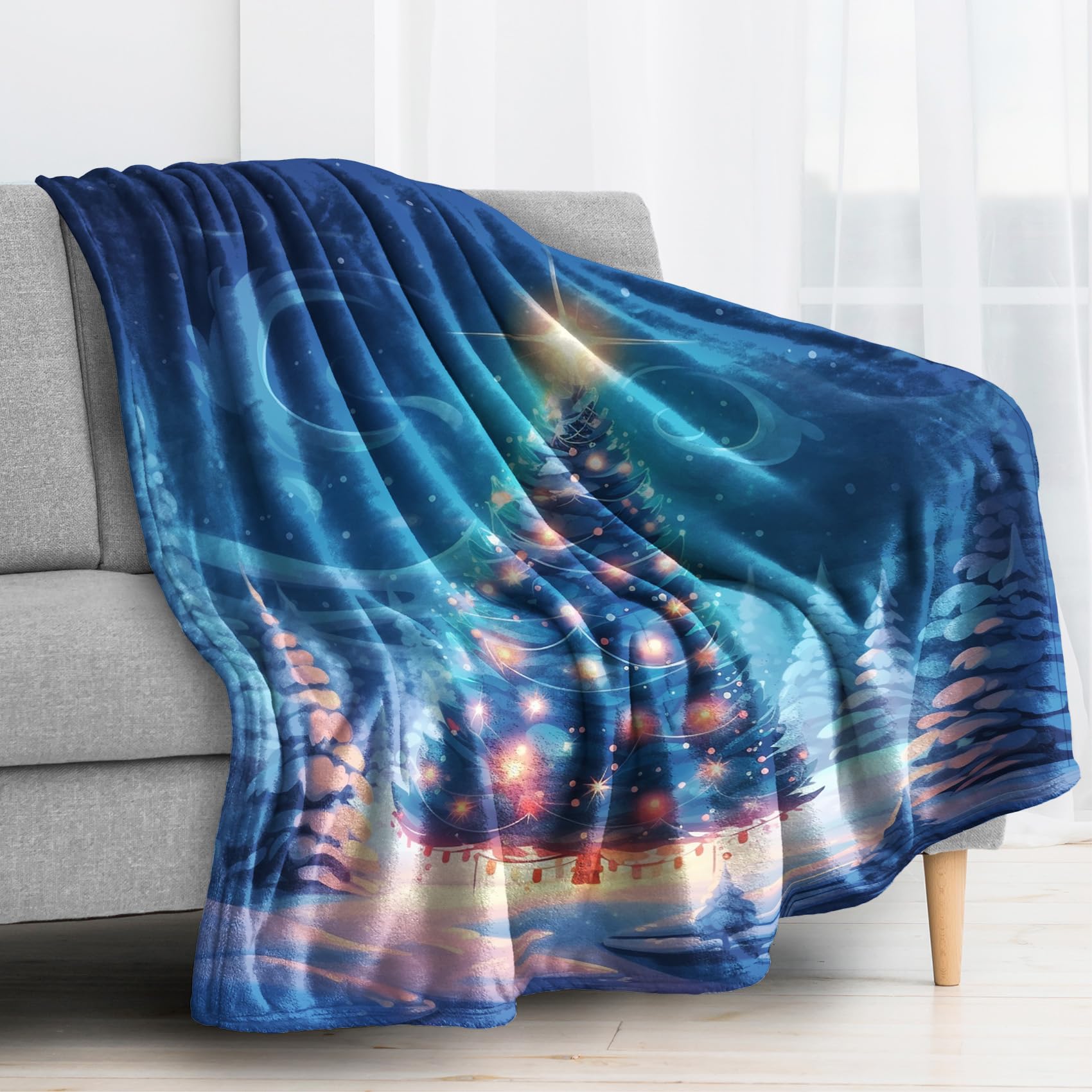Weihnachtsbaum Kuscheldecke 150x200 Cm – Flauschige Flanell-Decke, Weich, Warm, Für Sofa & Winter