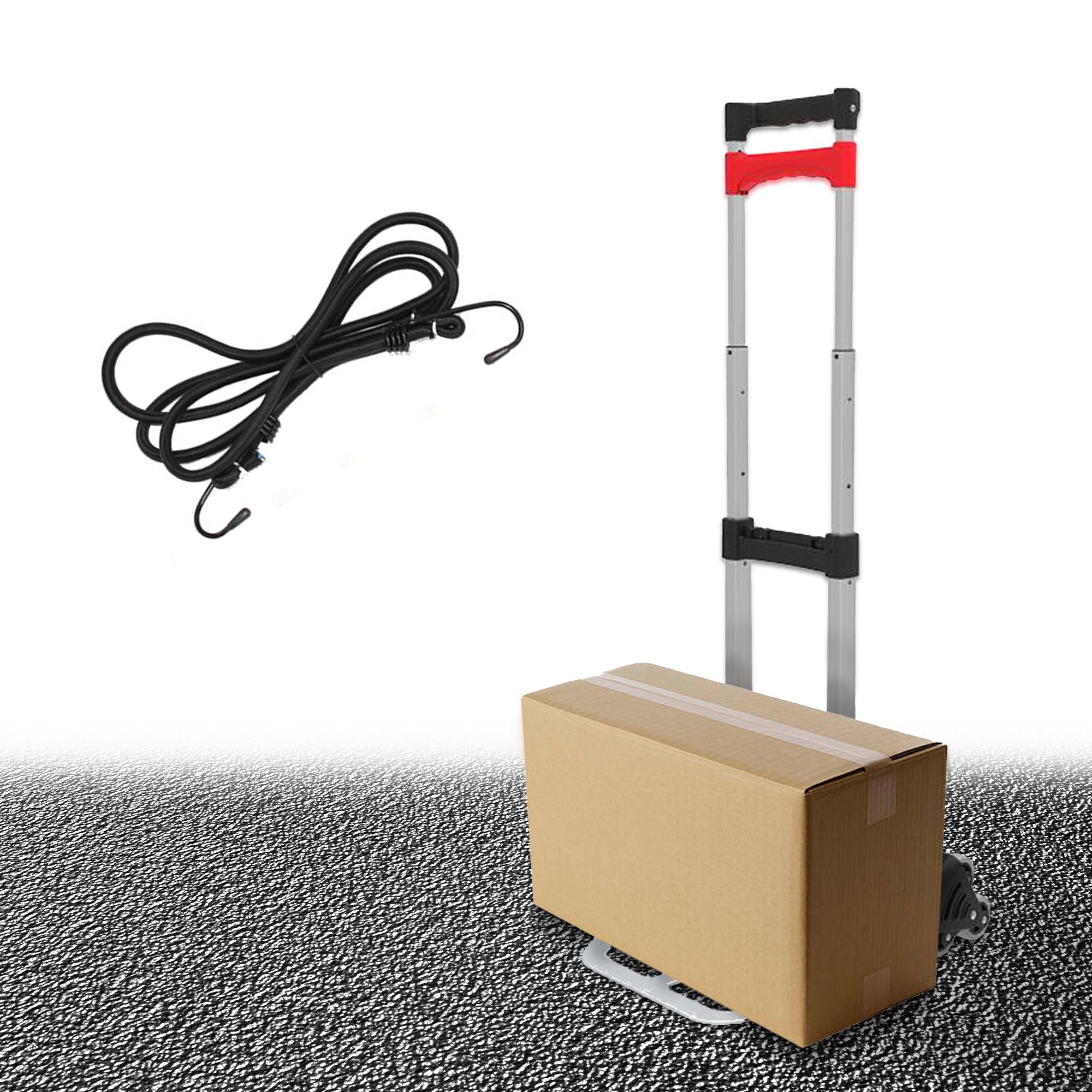 Soldela Aluminiowy wózek transportowy składany – 6 kółek – lekki (3 kg) – bardzo kompaktowy / uchwyt teleskopowy – linka napinająca – obciążenie do 60 kg