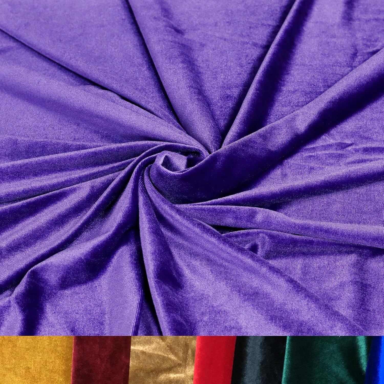 HOTGODEN Stretch Velvet Fabric Purple 63" Wide 2, 5, 10, Yards 95 Polyester 5