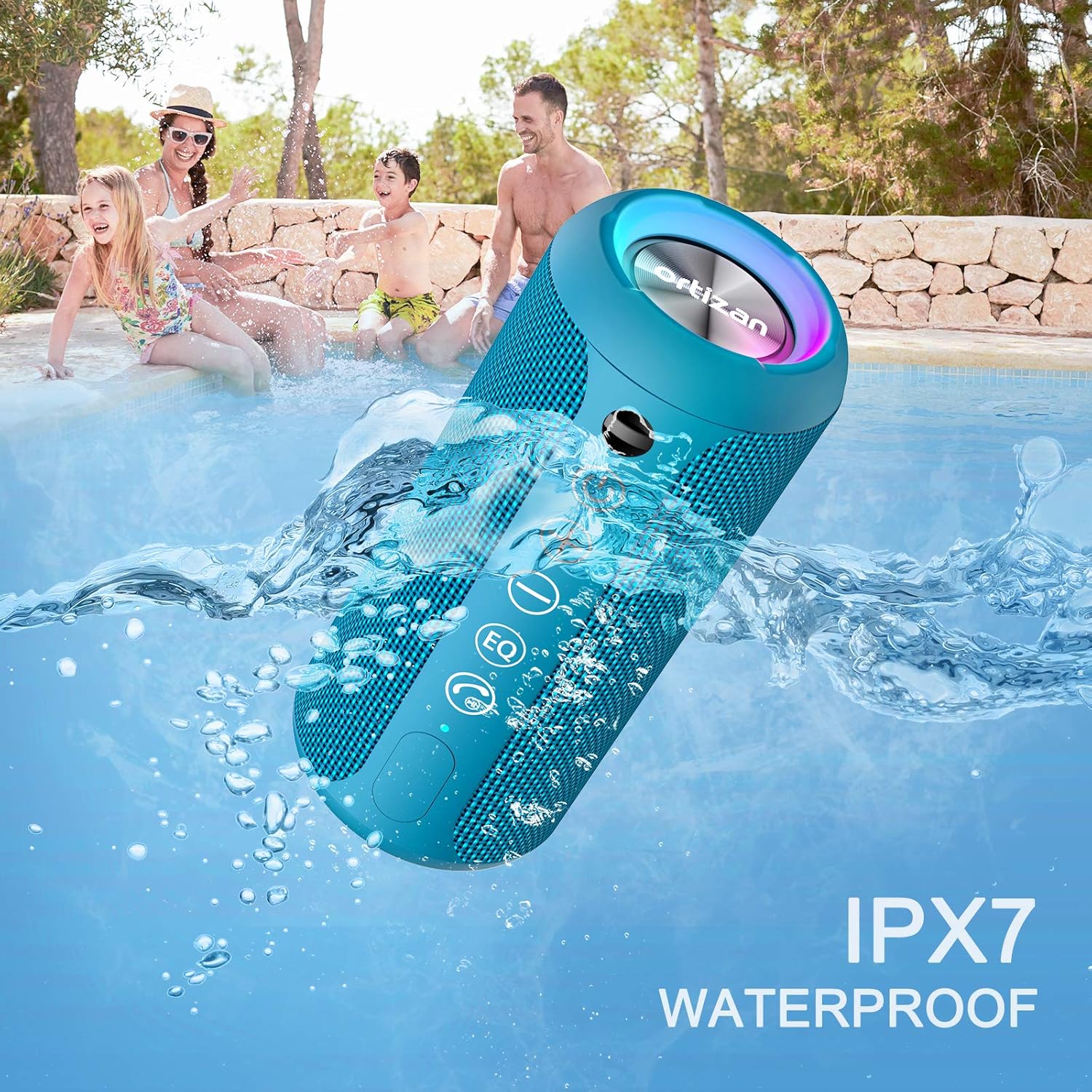 Ortizan Portable Bluetooth Speaker submerged in water
