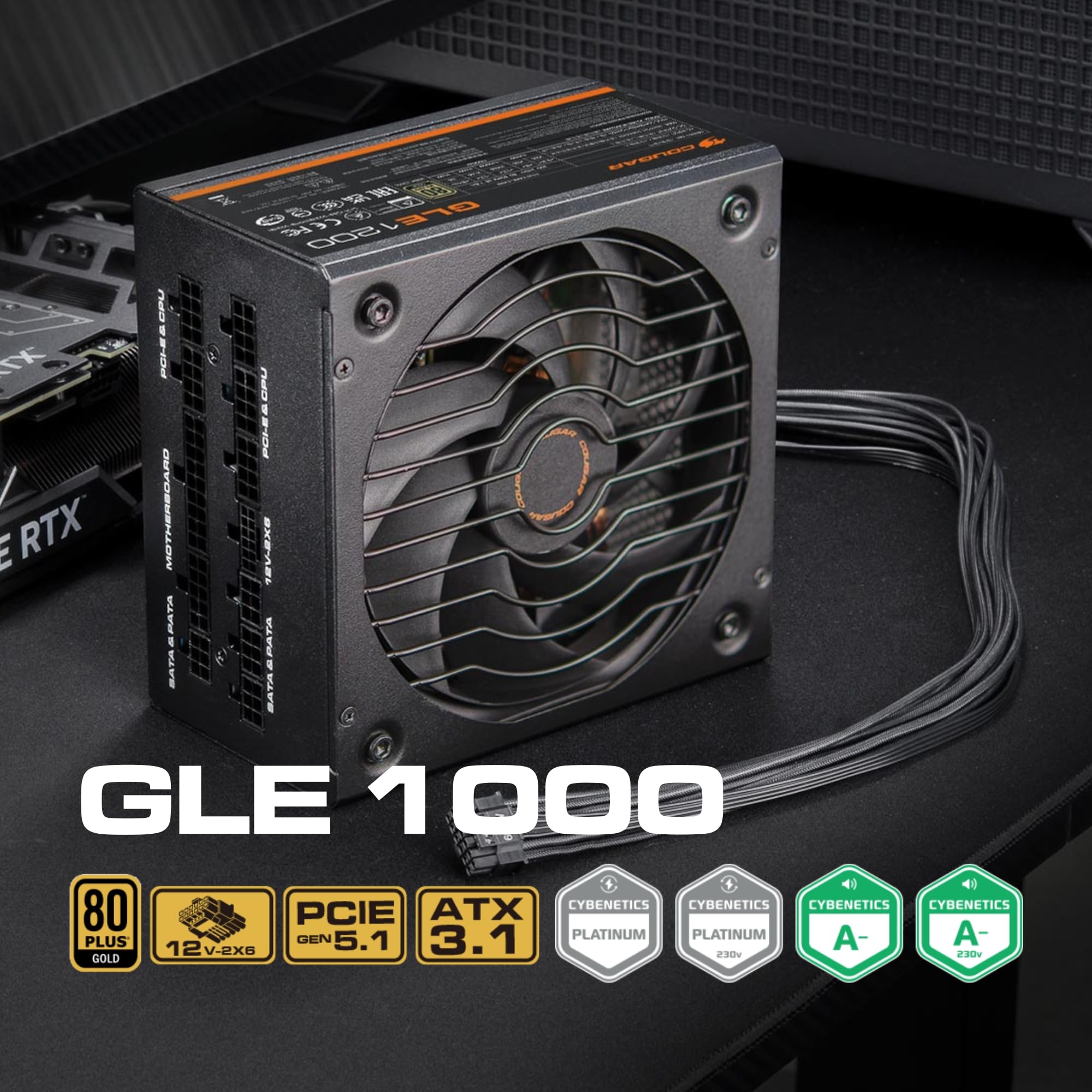 Cougar GLE ATX3.1 zasilacz w pełni modułowy 1000 W 80 Plus Gold (GLE 1000 W)