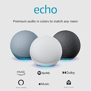 Echo (4th Gen) | With premium sound, smart home hub, and Alexa | Glacier White
