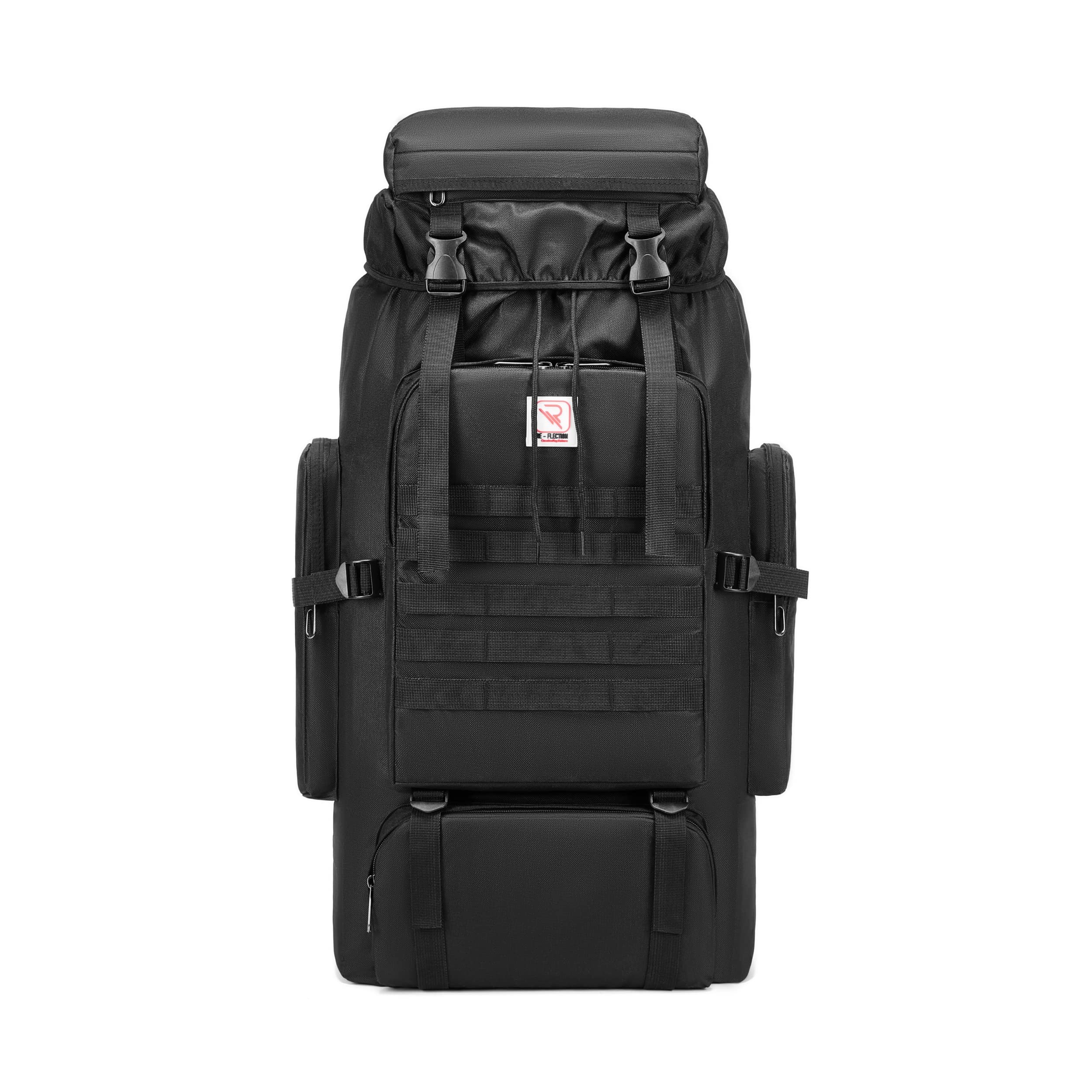 RE-­FLECTION Created by Nature 95 Litre Lightweight Mountaineering Bag, Foldable Hiking Rucksack, Breathable Outdoor Sport Trekking, Climbing and Camping Backpack, Black