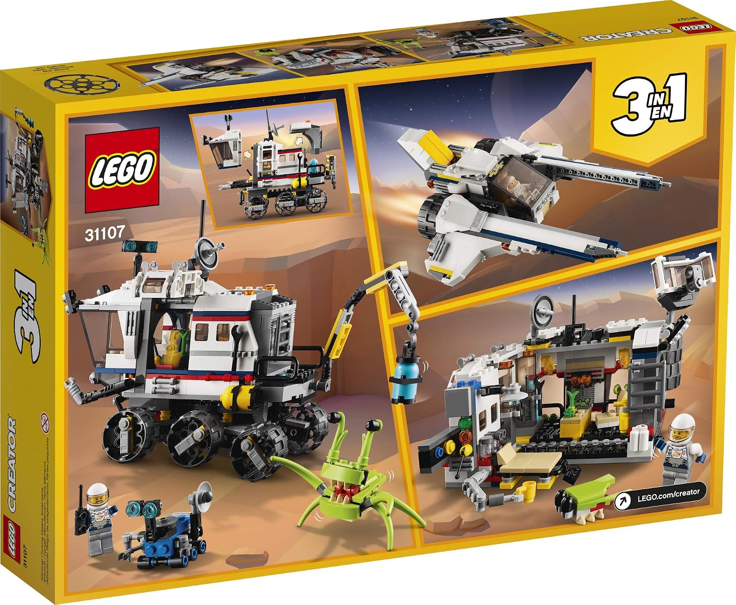 LEGO Creator 3in1 Space Rover Explorer 31107 Building Toy for Kids Who Love Imaginative Play, Space and Exploration Adventures on Exotic Planets (510 Pieces)