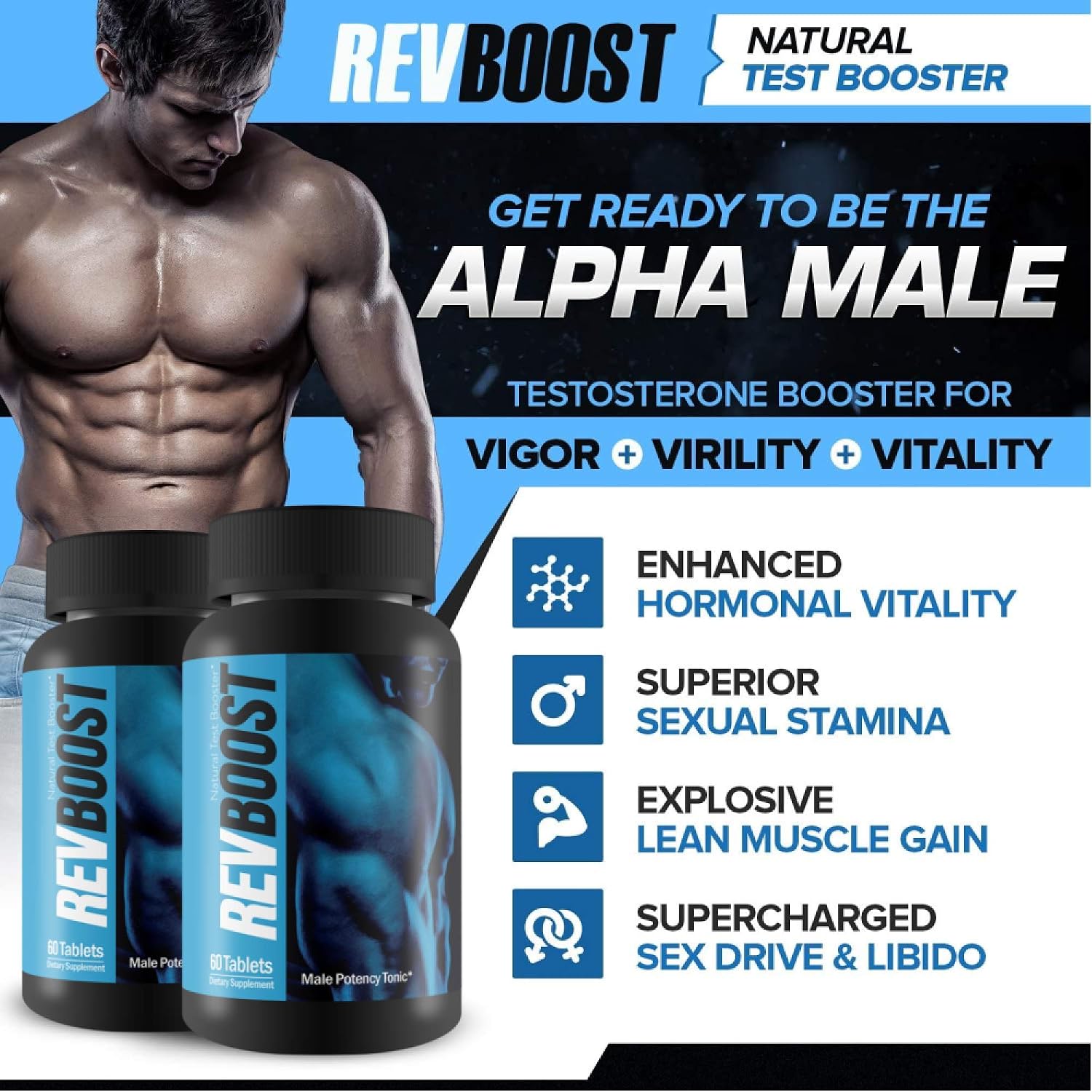 Rev Boost - Natural Testosterone Booster - 60 Servings