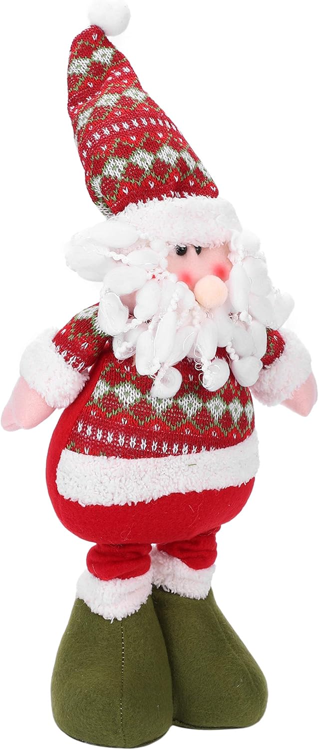 Christmas Standing Figures Santa Claus Reindeer Snowman Standing Plush Doll with Retractable Legs, Cute Long Legs Doll Ornaments Christmas Tree Table Fireplace Decorations