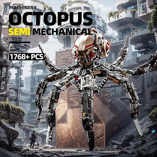 Miniatura 3 de Juego de bloques de construcción de pulpo mecánico  Modelo de robot Steampunk DIY con tentáculos móviles, kit de ingeniería STEM para adultos y
