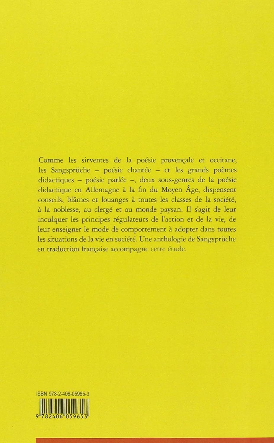 Poètes moralistes du Moyen Age allemand: XIIIe-XVe siècle (Recherches litteraires medievales) (French Edition)