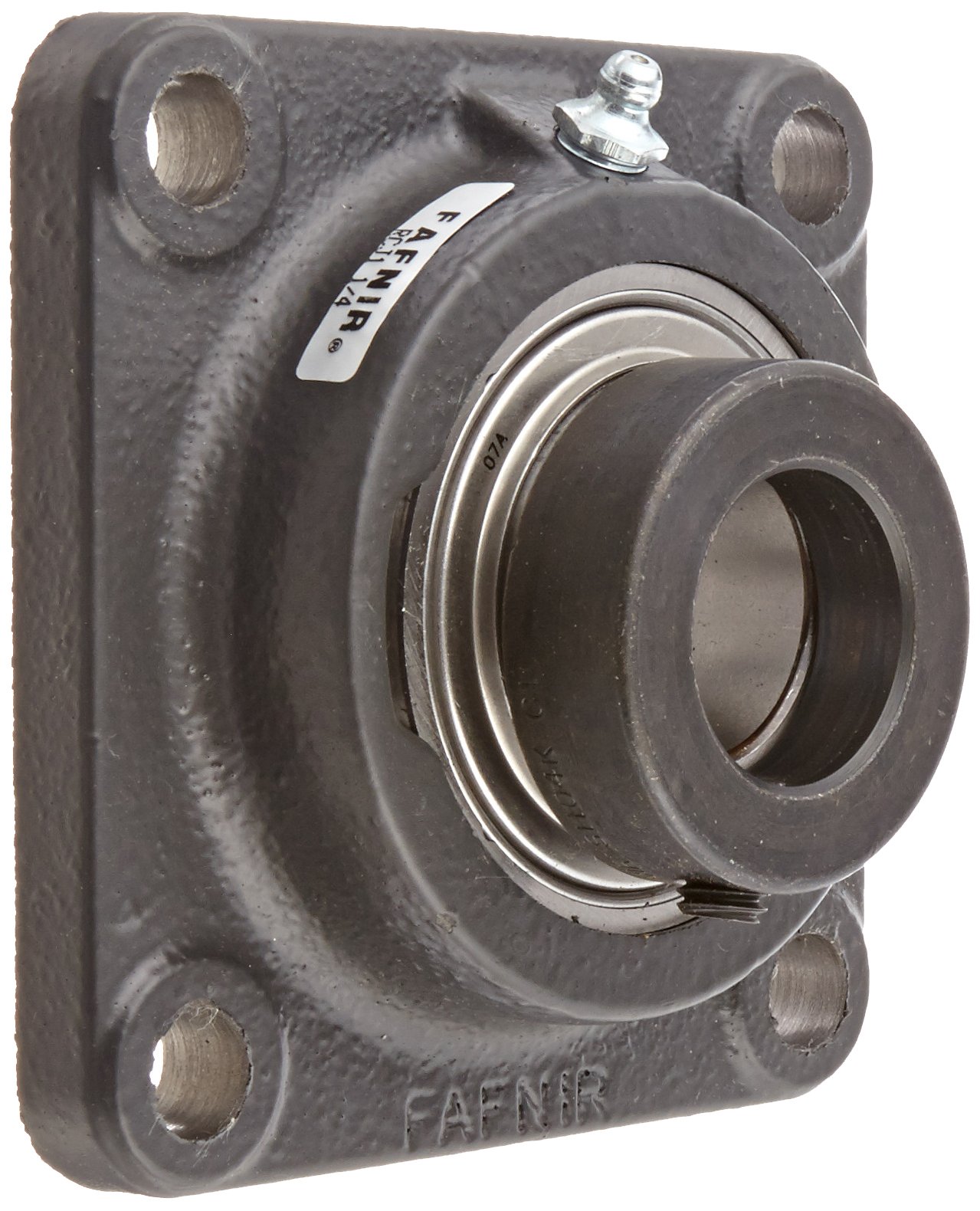 Timken RCJ1 1/4 Flange Unit, 4 Bolt Holes, Industrial-Duty, Relubricatable, Non-Expansion, Cast Iron, Eccentric Locking Collar, Inch, 1-1/4