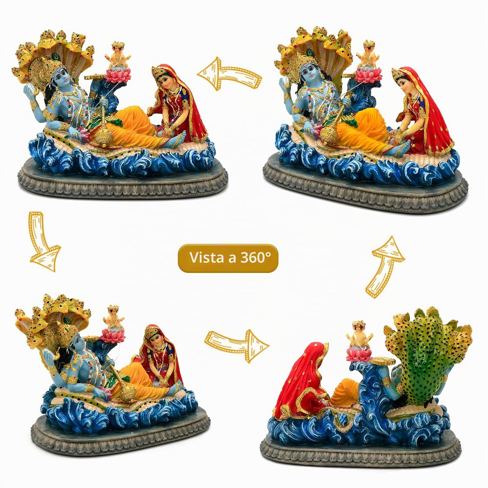 alikiki Statua del Signore del Dio indù Vishnu, 20,3 cm, statuetta divina indù divina per culto spirituale, casa, ufficio, studio, hotel, decorazione, tempio, altare, Diwali Puja, articolo
