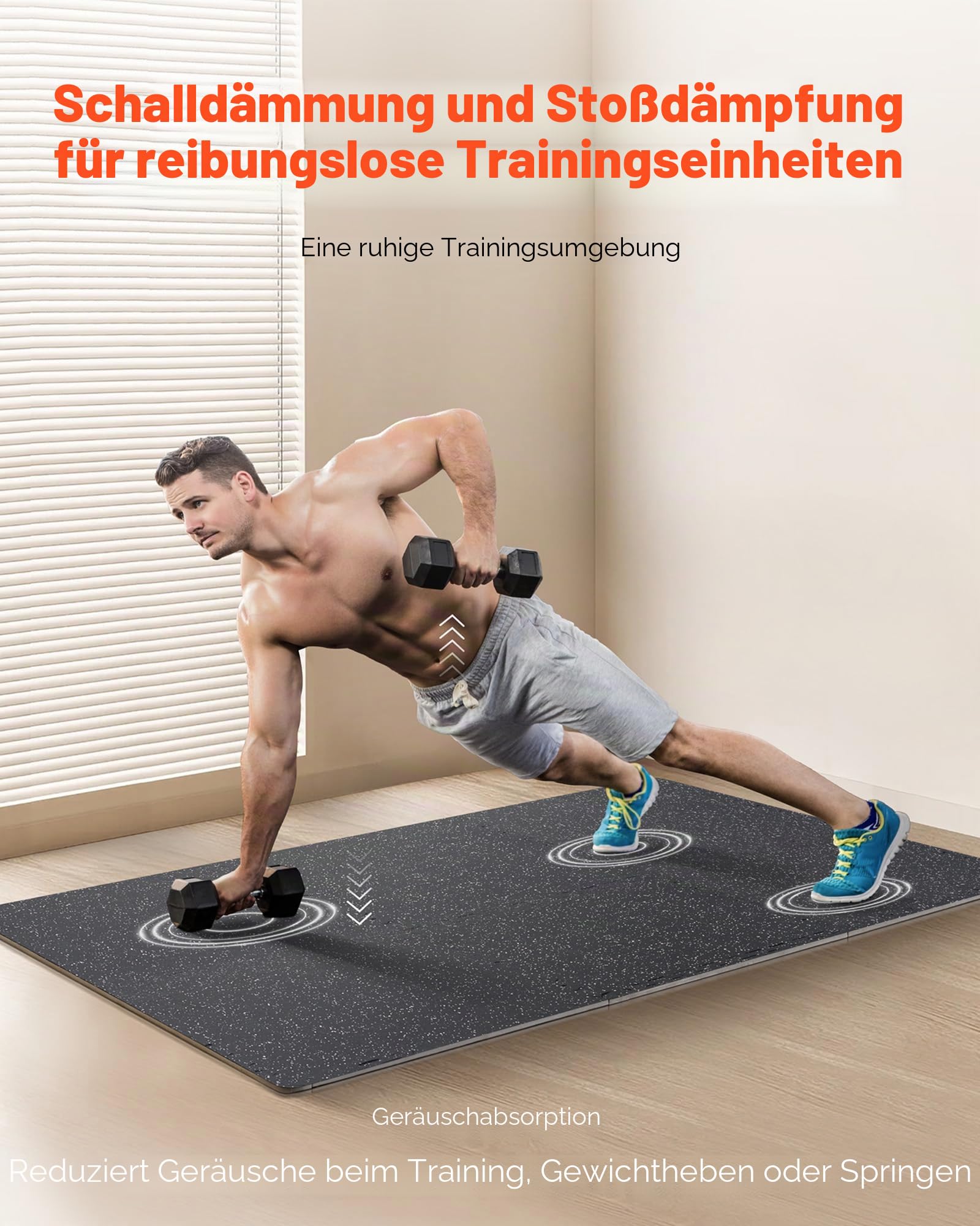 VEVOR Bodenmatten 12 STK. Gummioberfläche & Eva-Schaum, 61 x 61 cm Trainingsmatten mit 48 Quadratfuß Abdeckung, ineinandergreifende Gymnastikmatten für Fitnessstudio Garage, Schwarz & Weiß