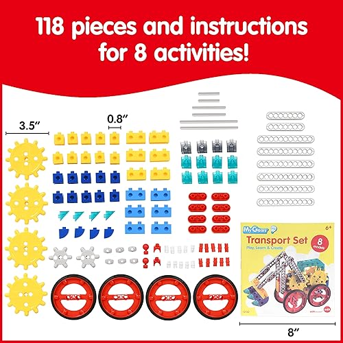 Miniatura 2 de My Gears - Juego de transporte  118 piezas  Más de 8 actividades  Juguetes de engranajes para niños  Construye modelos giratorios y móviles