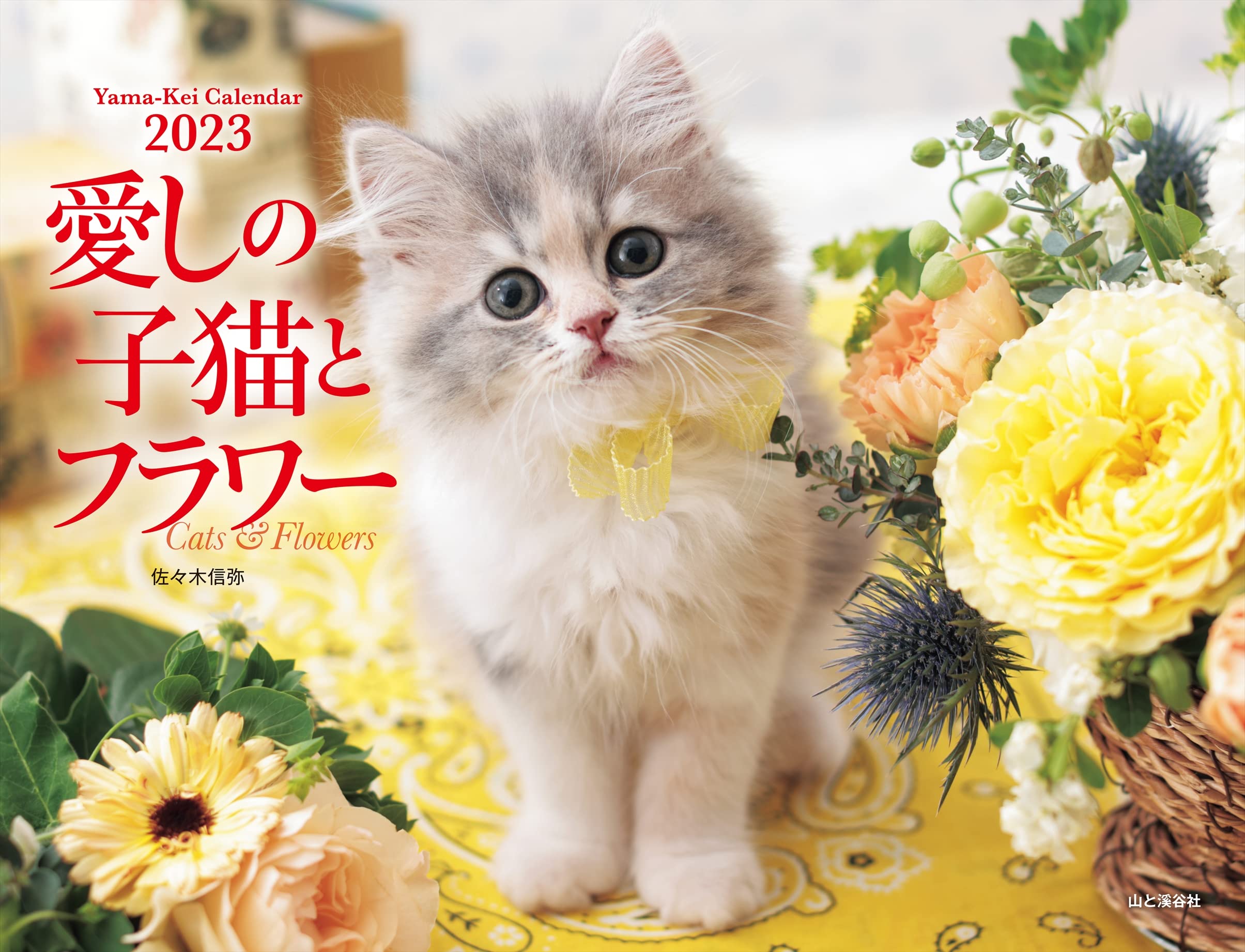 カレンダー2023 愛しの子猫とフラワー (月めくり/壁掛け) (ヤマケイ