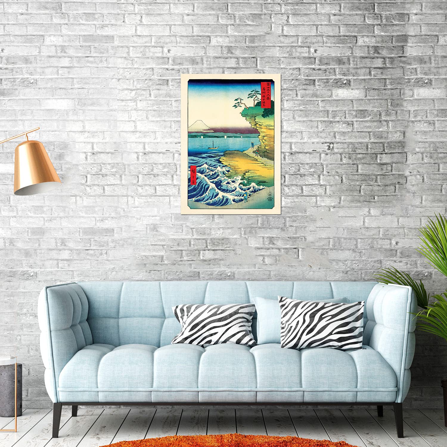 Giallobus - Pinturas - Utagawa Hiroshige - La Costa de Hoda - Vidrio acrílico plexi - 50x70 - Listo para Colgar - Cuadros Modernos para el hogar