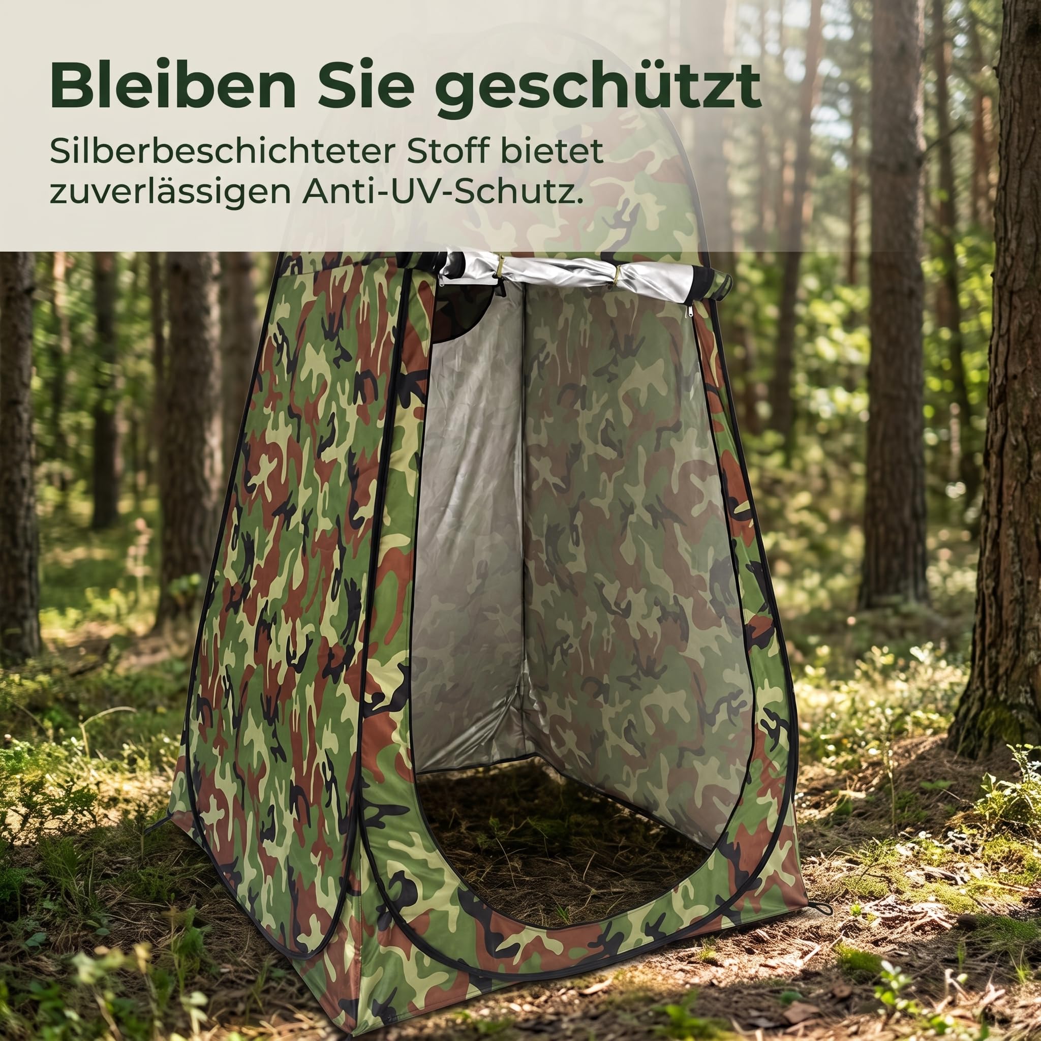Sharplace Tarnzelt Sichtschutz Zelt Unterstand Unterschlupf aus Leichtem 190T Polyester Mechanik Und Silberbeschichtetem Innenraum, Tarnung, Waldmuster, eine Tür, fünf Fenster, mehrere Blickwinkel