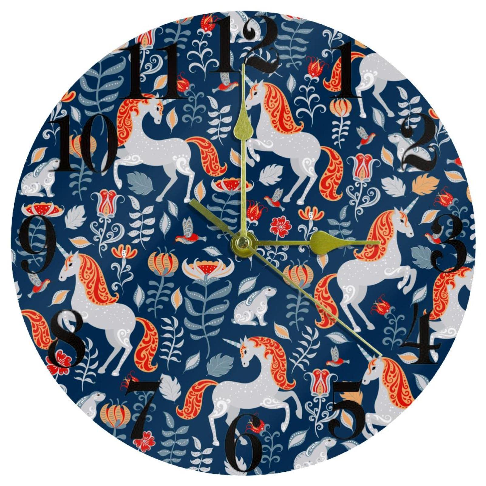 Horloge murale licorne silencieuse pour décorer une chambre d'enfant avec douceur 25 cm