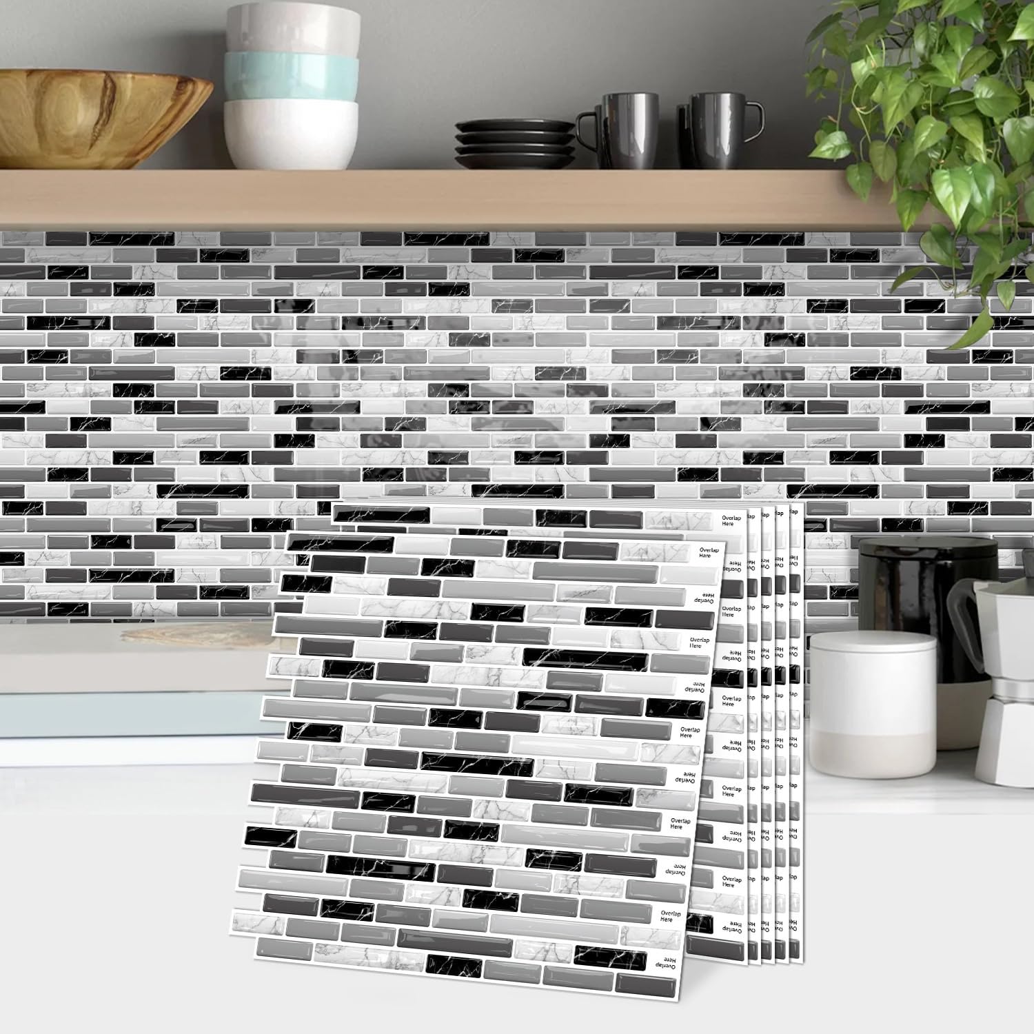 Sohouu 30.5*30.5Cm 3D Peel And Stick Wall Tile Self Adhesive Waterproof Decor(48Pcs)