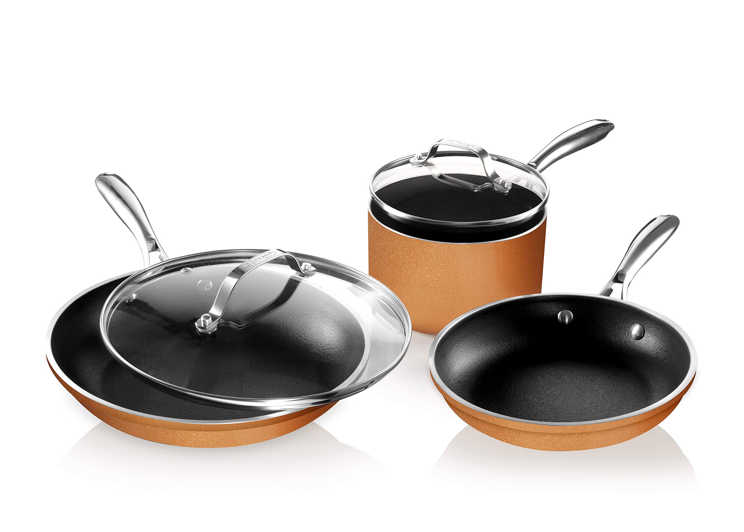 Buy Gotham Steel Copper Cast 5 Piece Cookware, Pots and Pan Set with